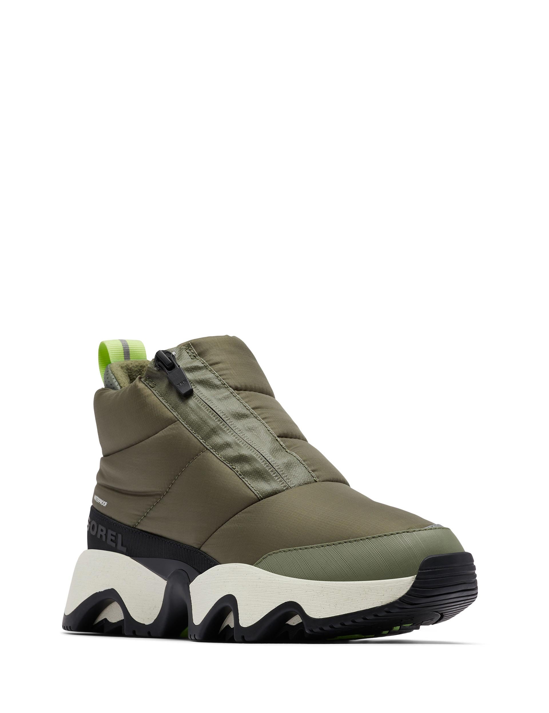 Kinetic Impact Puffy Sneaker Boot for Women - Waterproof Winter Shoes, Stone Green/Black - Comfortable & Stylish for Outdoor Activities, Hiking, and Casual Wear