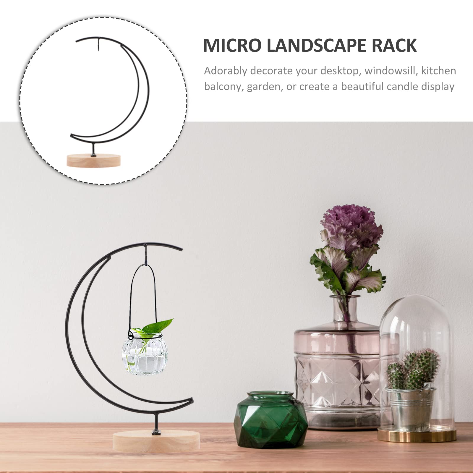 Elegant Wrought Iron Glass Vase Display Holder - Micro Landscape Frame for Home & Wedding Decor, Jewelry Rack & Ornament Shelf - Perfect for Wall Decor, Table Centerpieces, and Gift Display