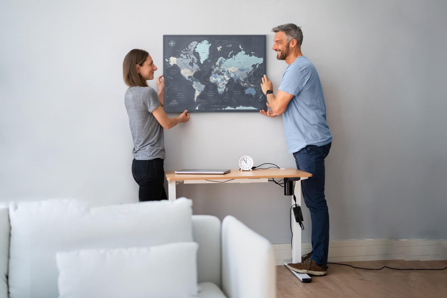 World Travel Map Push Pin on Canvas - Detailed Travel Destinations Map Wall Art - 40x30 Inches - Perfect for Home Office Decor & Travel Enthusiasts