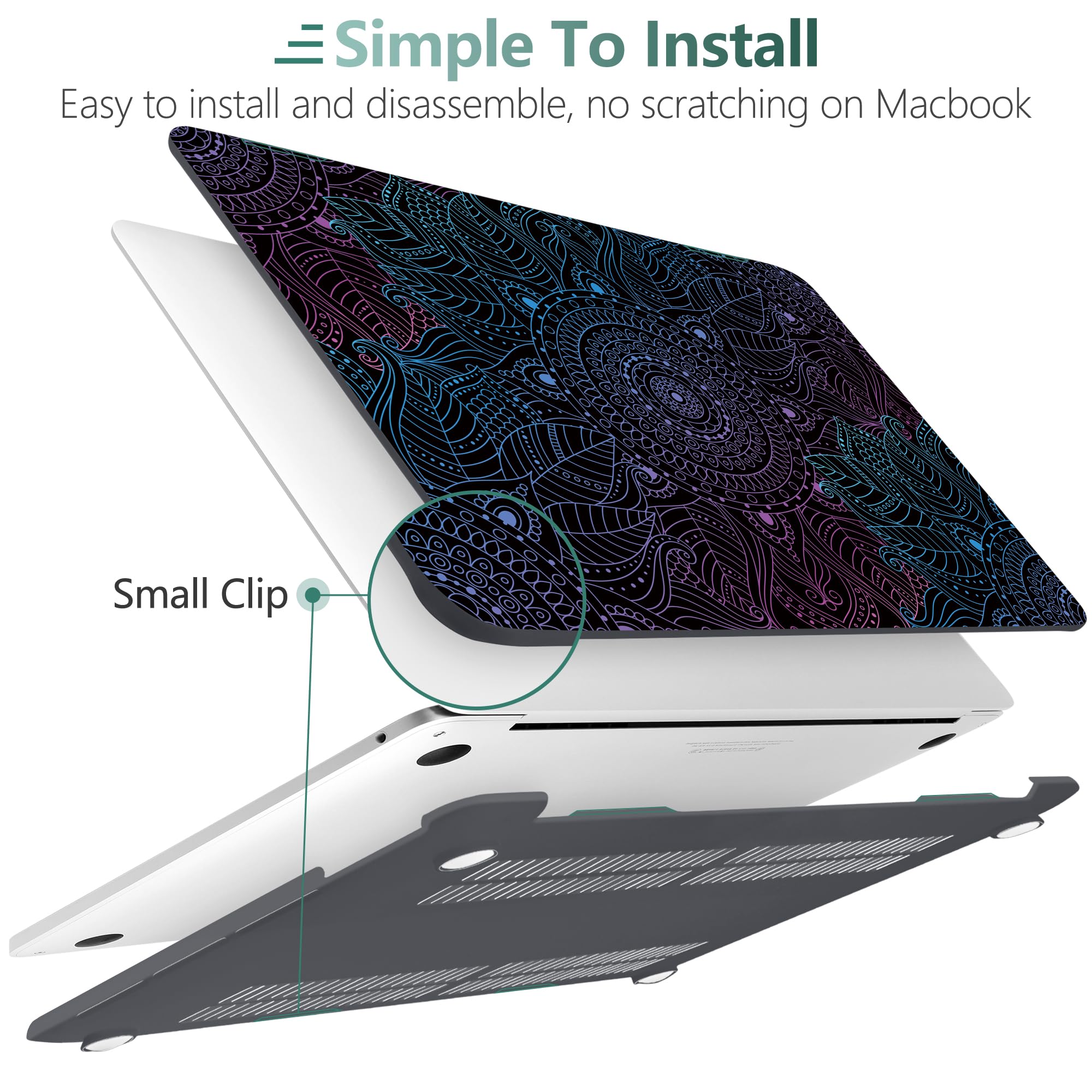 Dongke Hard Plastic Case for MacBook Pro 13 inch (Model A2251/A2289, 2020 Release) - Colorful Mandala Design Protective Cover Compatible with Retina Display & Touch Bar (Includes Touch ID) | Perfect for Work, Travel & School Protection