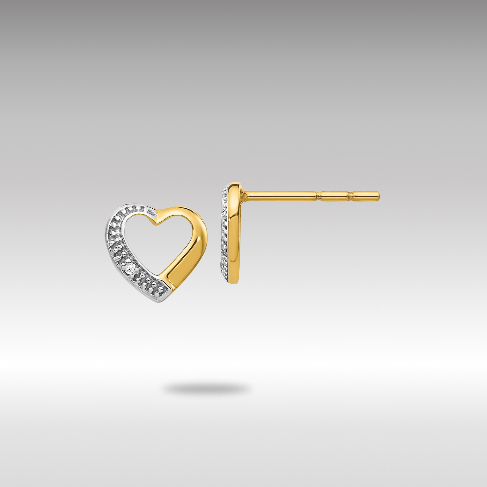 14K Gold Diamond Heart Stud Earrings for Women - Elegant Valentine's Day Gift, Anniversary Jewelry (Model EM5517 001 YA) | Perfect for Date Nights, Weddings & Special Occasions