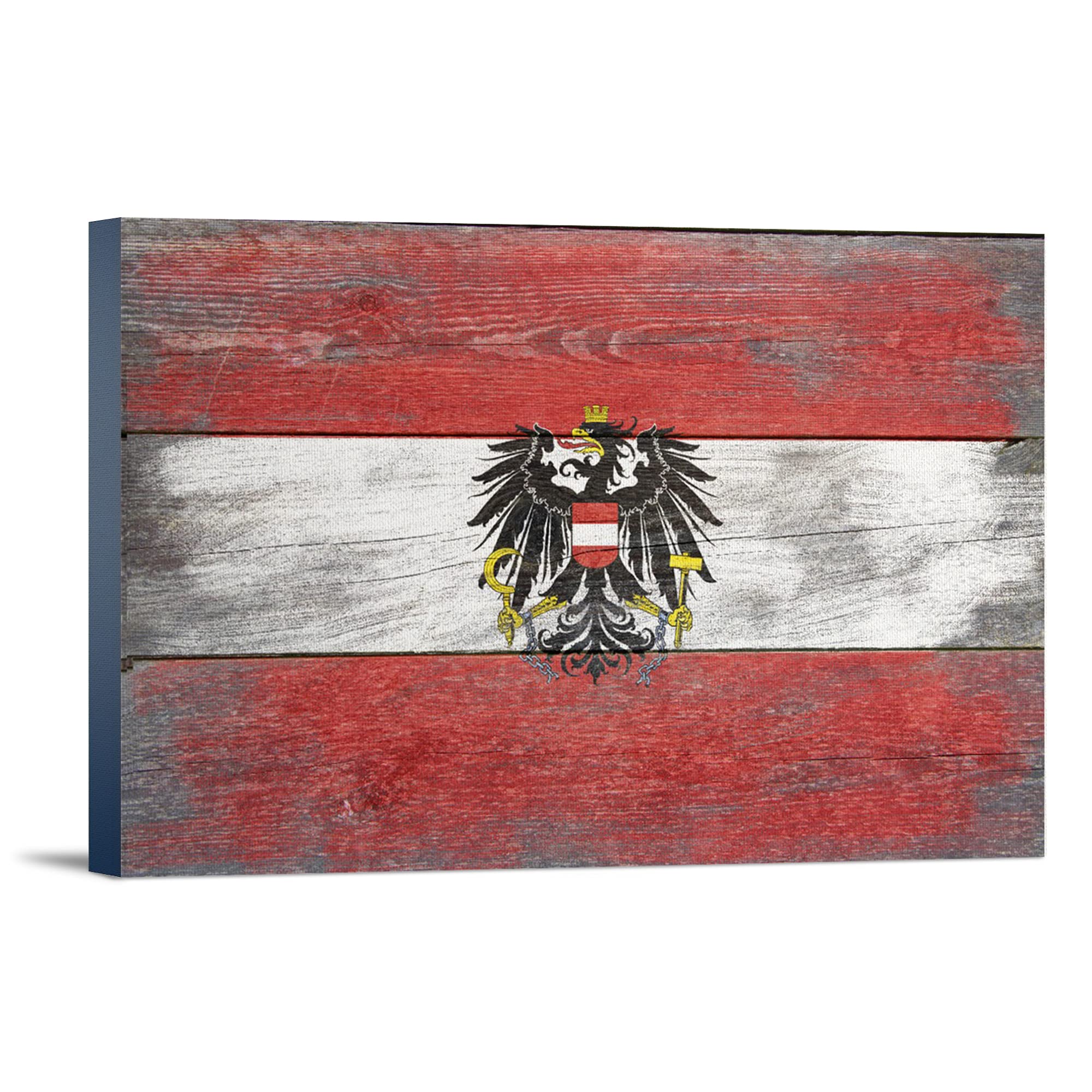 Lantern Press Austria Rustic Country Flag - 12x18 Wrapped Canvas Wall Art for Home & Office Decor | Perfect for Living Room, Bedroom, or Cabin