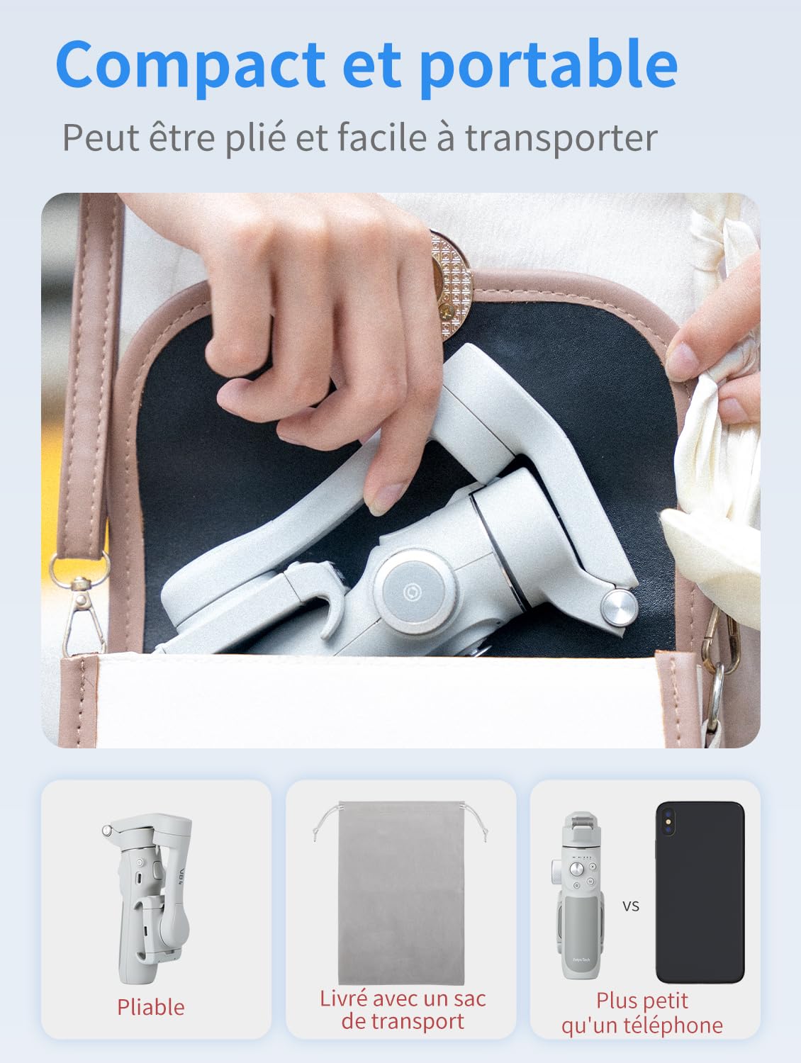 FeiyuTech Vimble 4SE Official 3-Axis Smartphone Gimbal Stabilizer for iPhone & Android Phones with AI Tracking 4.0 | Compact & Foldable Design for YouTube, TikTok, Vlogging & Live Streaming | Perfect for Travel Vlogs, Social Media Content Creation & Smooth Video Recording