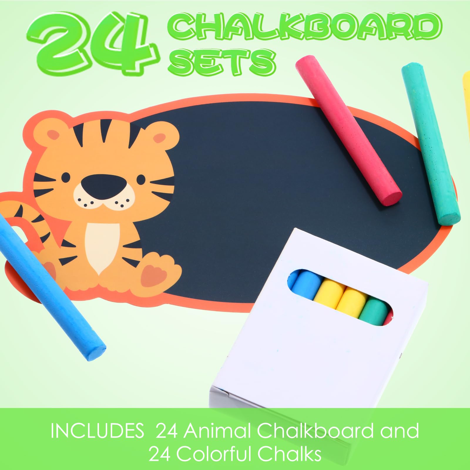 48 Pcs Mini Safari Animal Chalkboards - Small Chalk Boards for Kids 3+, Birthday Party Favors, Classroom Learning Tool for Kindergarten & Preschool - Perfect for Sidewalk Art, Outdoor Play & Educational Activities