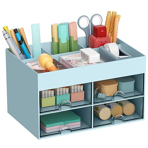 Pen Holder 4 Drawer-Blue