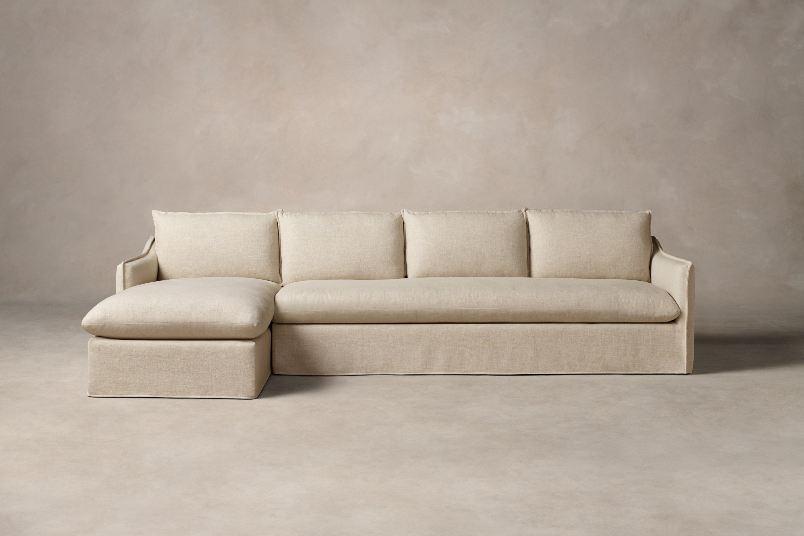 Dune Sectional Sofa - Performance Linen Weave Fabric in Prairie Color | Modern Living Room Furniture for Comfortable Lounging & Entertaining