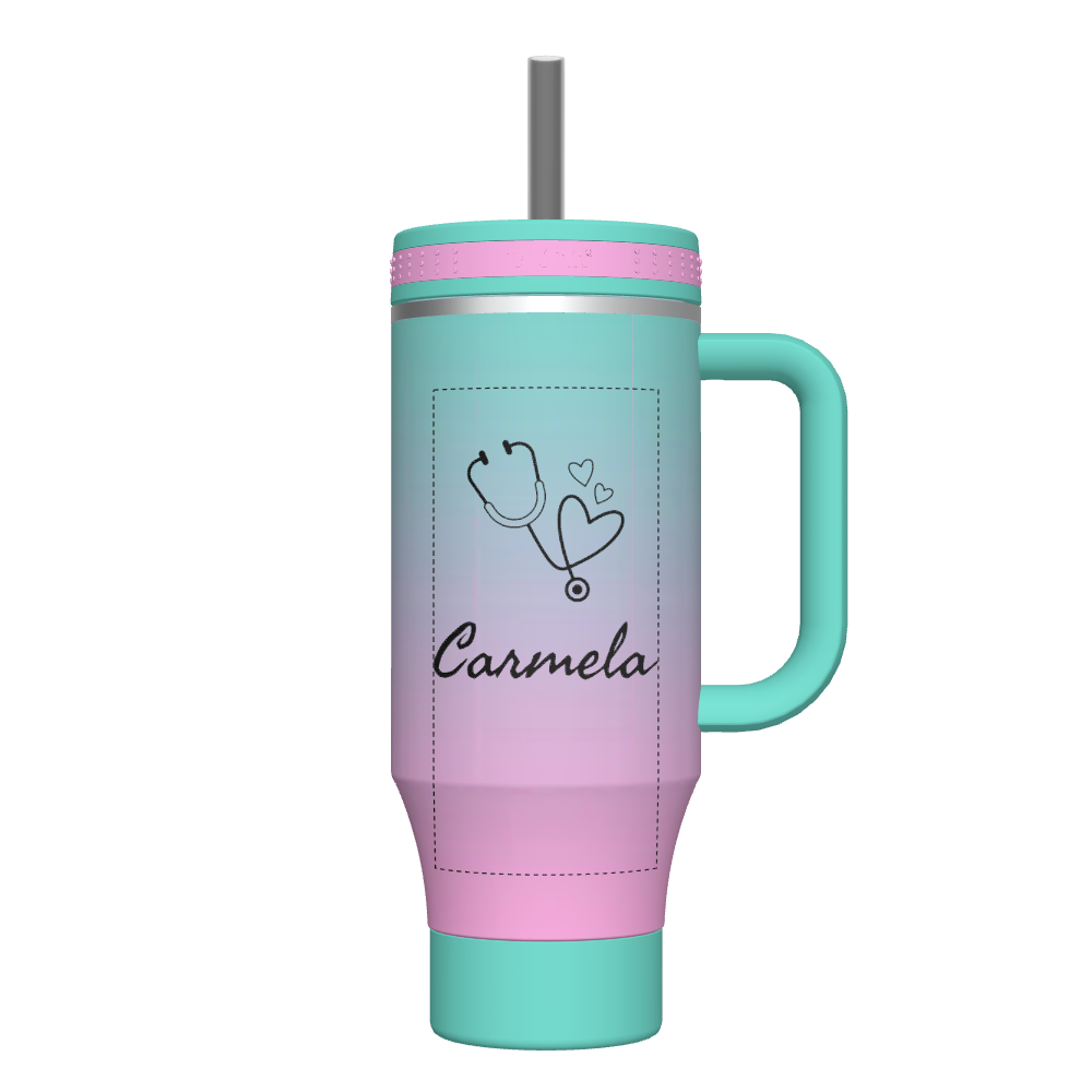 40oz Ombre Straw Tumbler with Lid & Straw - Customized Name/Design - Insulated Stainless Steel Cup for Iced Coffee, Smoothies & Cold Drinks - Perfect for Gym, Office & Outdoor Activities