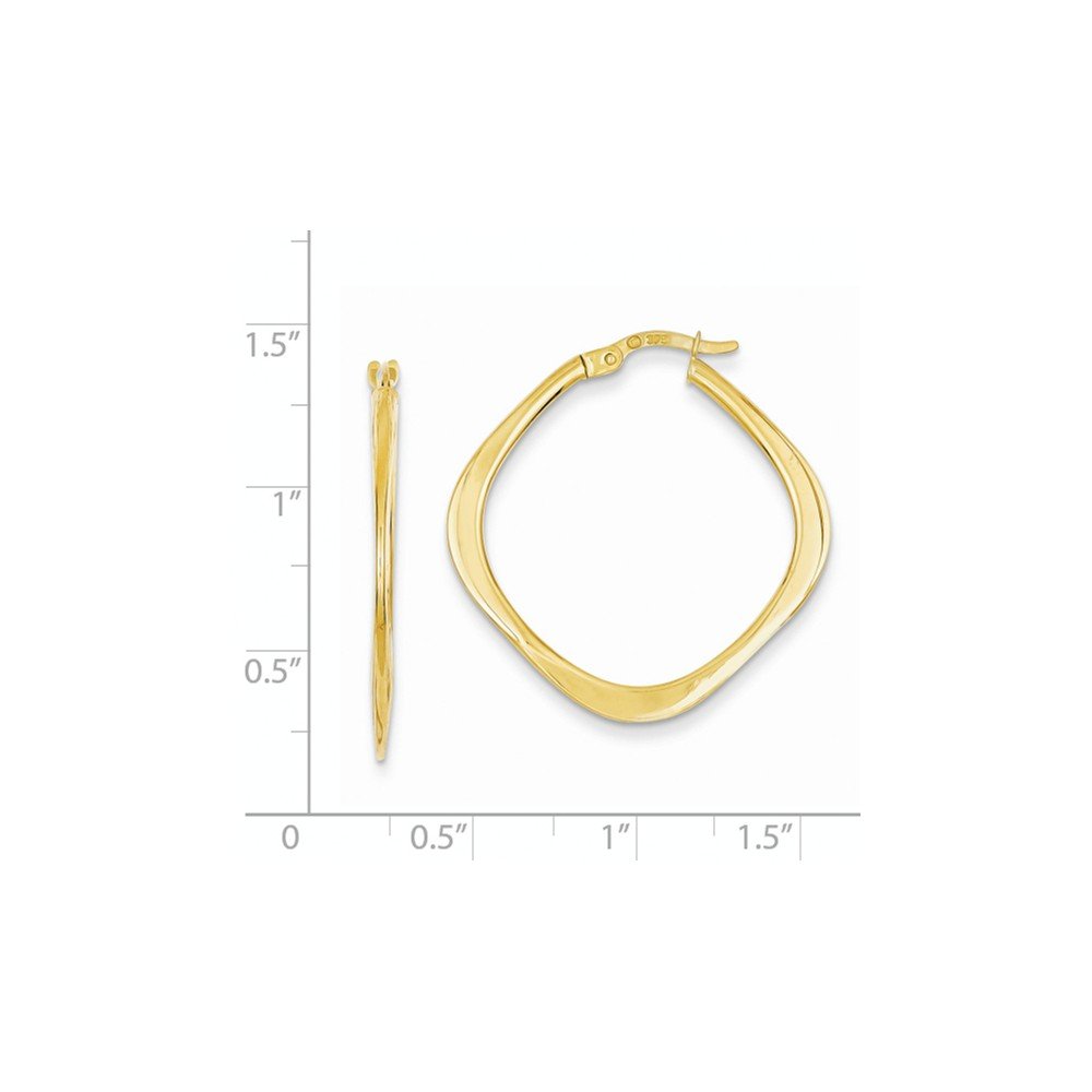 14K Yellow Gold Tapered Square Tube Hoop Earrings 30mm - Elegant Dainty Minimalist Jewelry for Women, Perfect for Everyday Wear, Date Night & Special Occasions