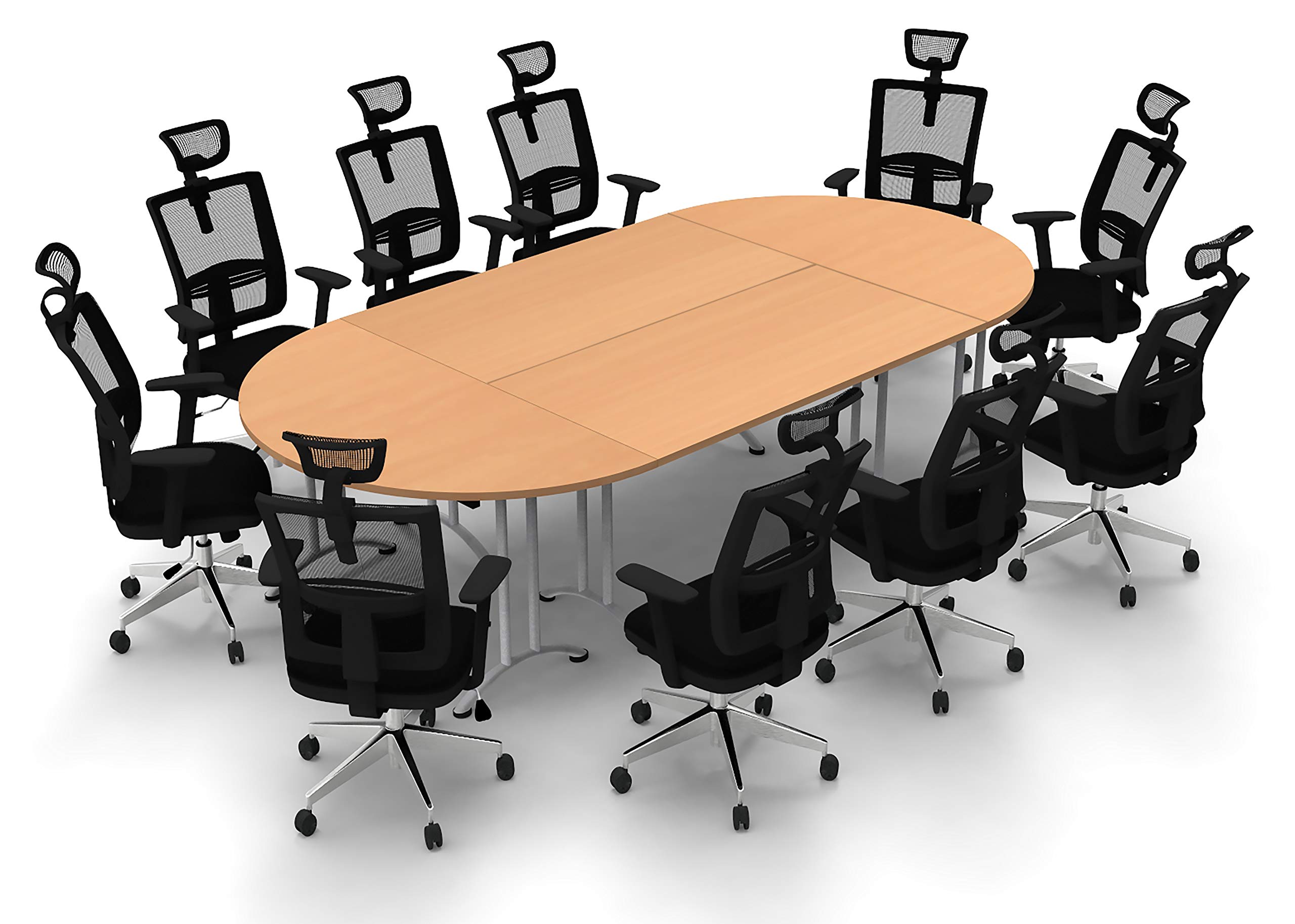 10-Person Conference Table - Compact Space, Maximum Collaboration - Model 4462 - 4-Piece Group in Natural Beech - Commercial Grade - Ready to Assemble (Chairs Not Included) - Perfect for Office Meetings, Team Brainstorming & Small Business Conferences