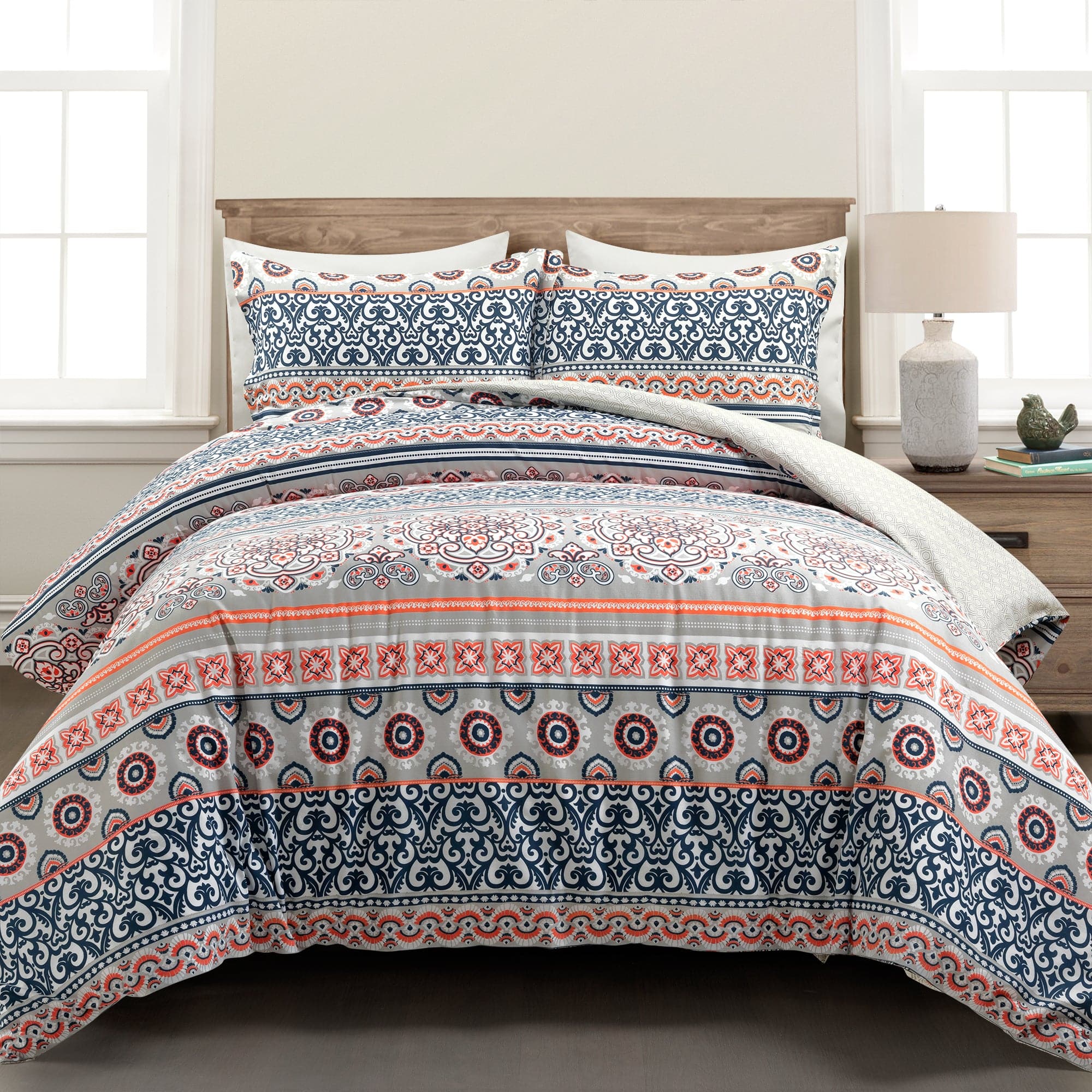 Premium Nesco Stripe Cotton Duvet Cover 3-Piece Bedding Set - Soft Breathable Queen/King Size for Cozy Bedroom Decor & Guest Room Essentials