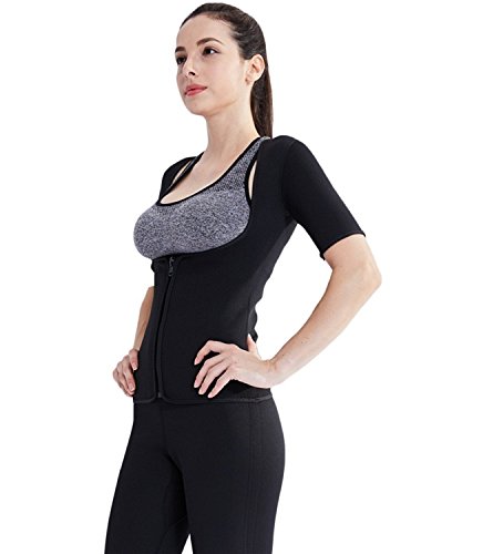 Valentina Slimming Sauna Shirt for Women - Push Up Fitness Top with Front Zipper & Heating Technology - Weight Loss Workout Shirt for Gym, Yoga & Home Exercise - Moisture Wicking & Breathable Design