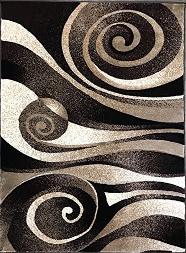 Modern Chocolate Brown & Beige Area Rug 5'2