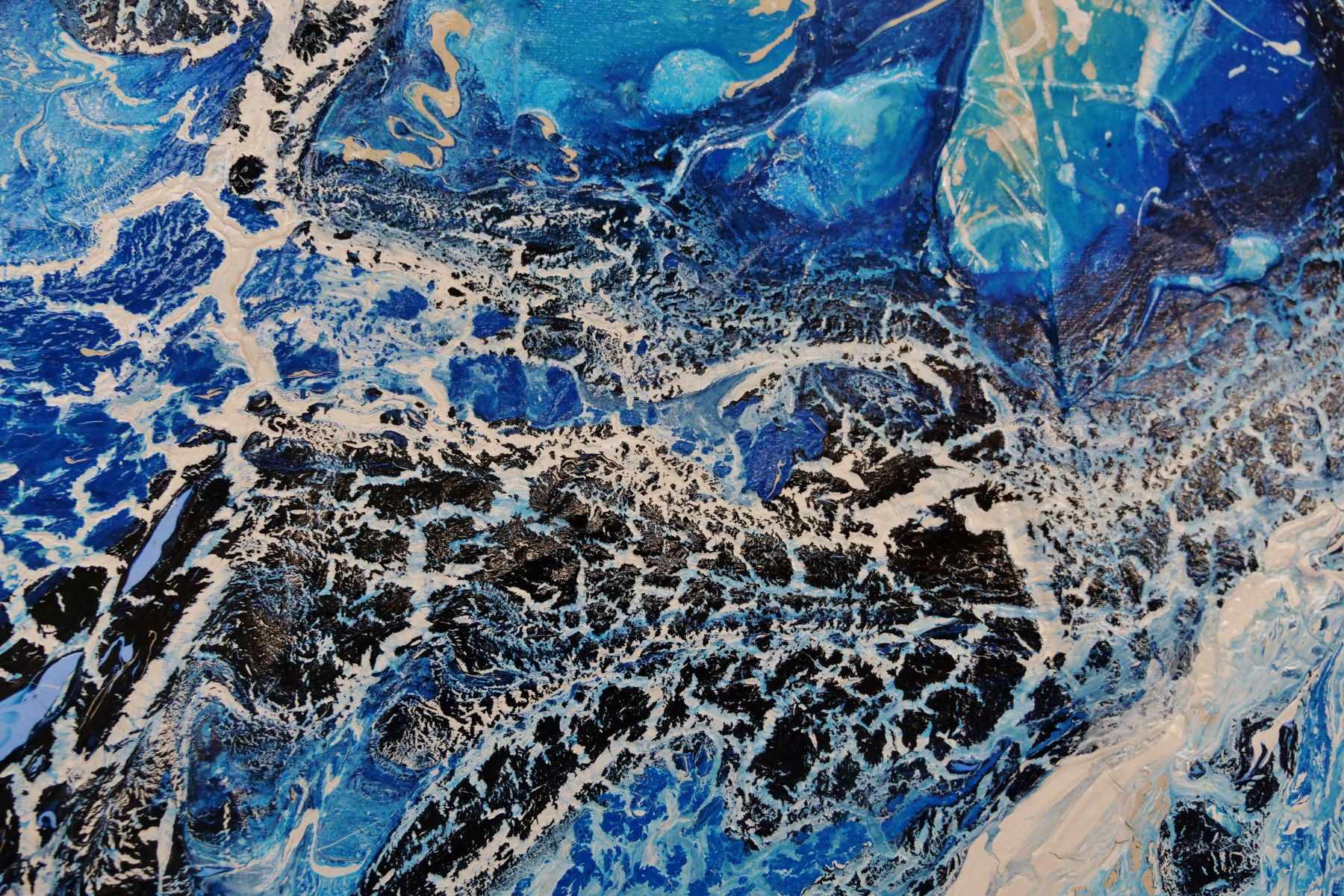 Oceanic Currents 140cm x 180cm Blue Cream Textured Abstract Canvas Wall Art - Modern Home Decor for Living Room, Bedroom & Office
