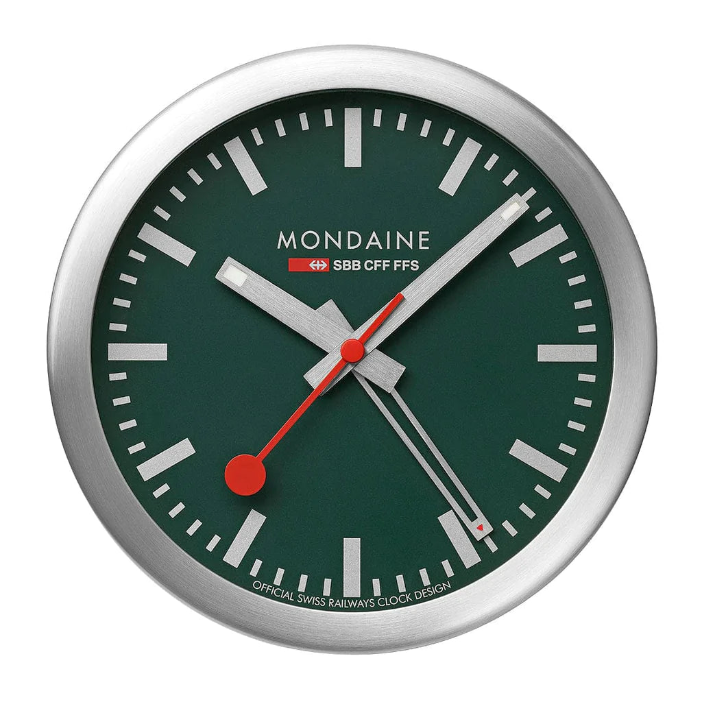 Mondaine 125mm Aluminum Mini Alarm Clock - Silver | Stylish & Compact Desk Clock for Home, Office, or Travel | Silent Non-Ticking Battery Operated Clock with Snooze Function