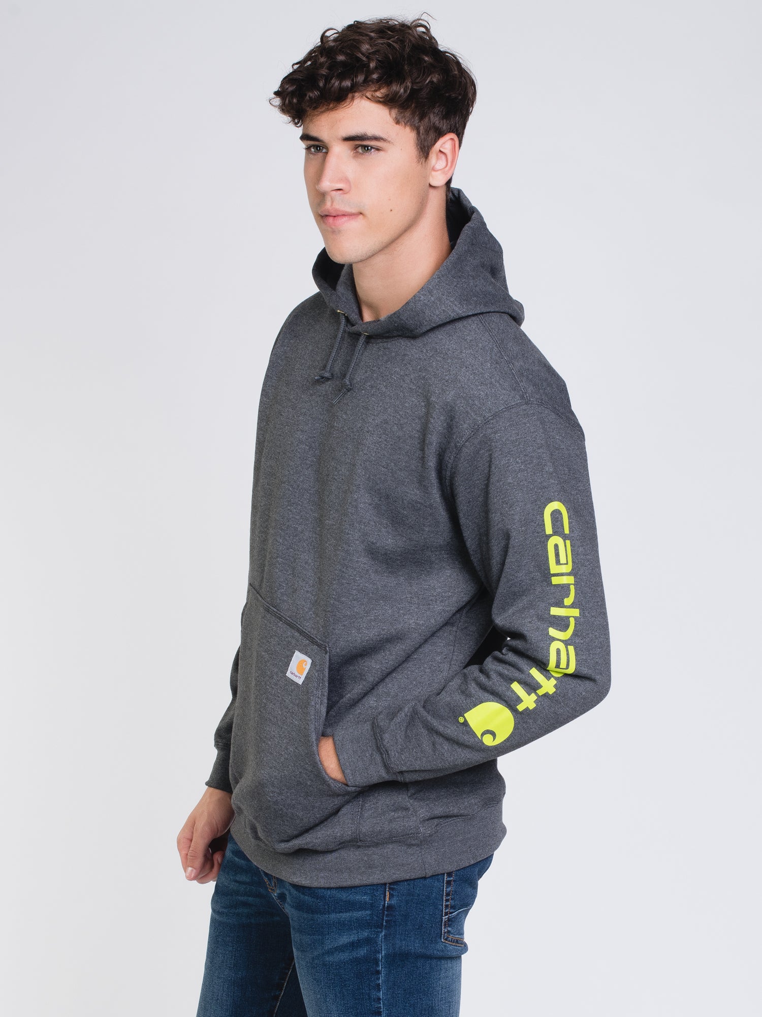 Carhartt Sleeve Pullover Hoodie for Men & Women - Warm Fleece-Lined Sweatshirt for Outdoor Work & Casual Wear