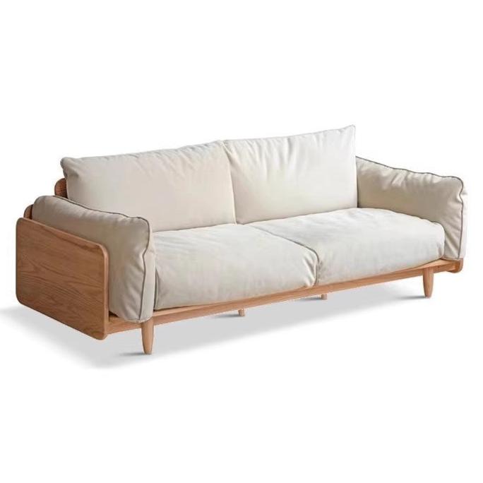 86.2x37.4x31.8 inch / 219x90x81сm / Natural wood color / three-person (cat scratch cloth soft white)