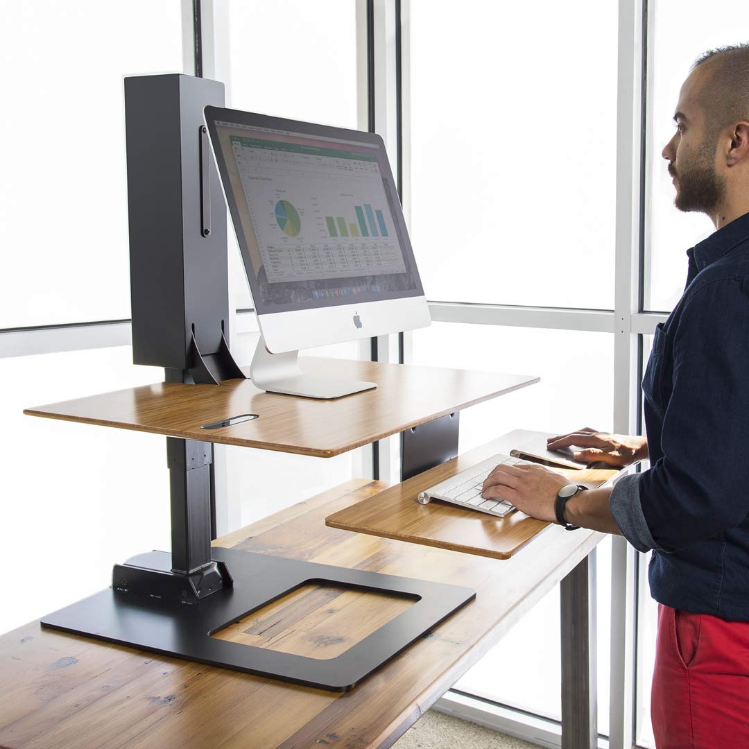 Uplift E7 Electric Standing Desk Converter - White for Dual Monitors | Home & Office Workspace