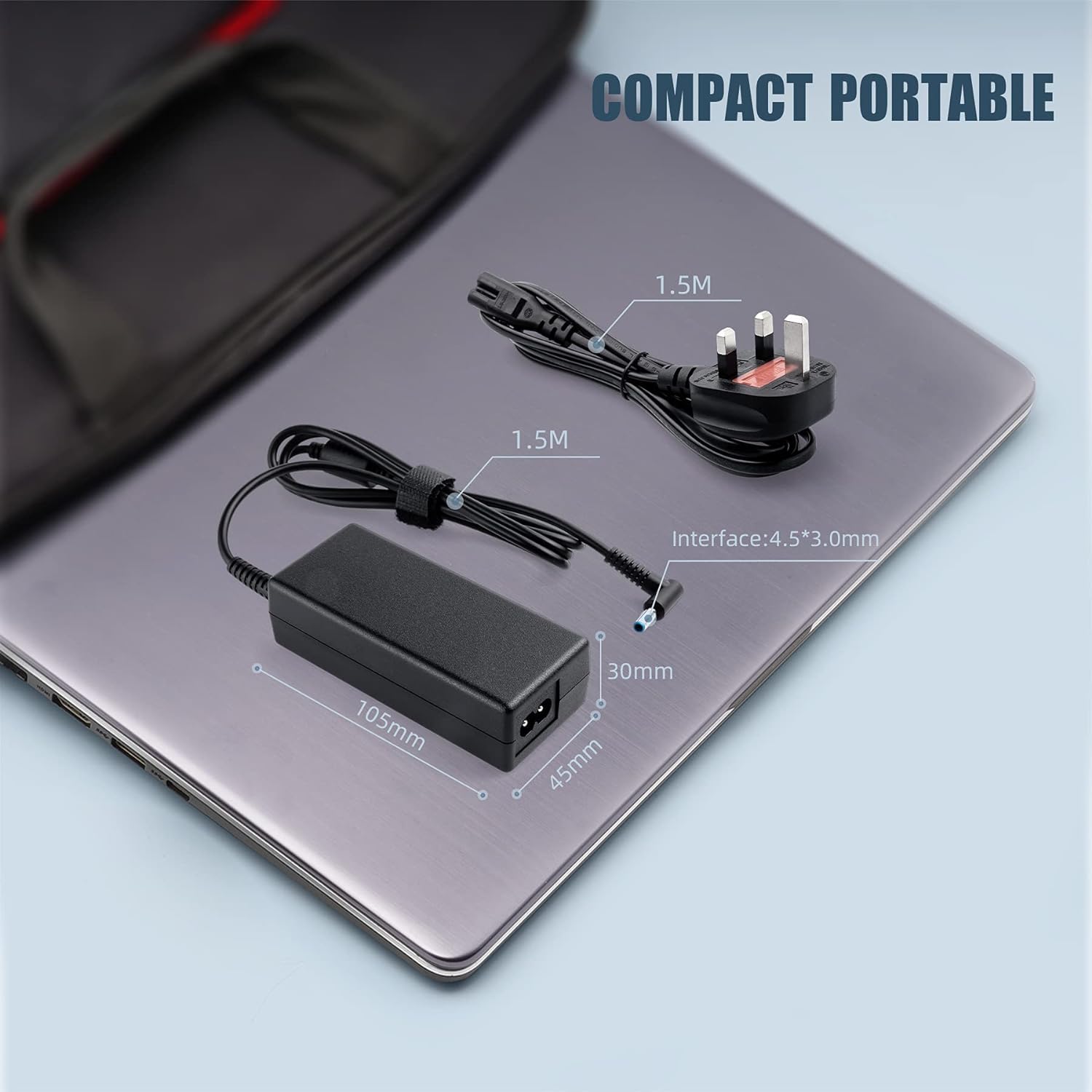 45W Laptop Charger for HP Elitebook/Chromebook/Pavilion/Envy/Spectre/Touchsmart/Probook - Replacement Power Adapter for HP 250 G7 G6/255 G7 (741727-001) [4.5x3mm] - Perfect for Home, Office & Travel Use