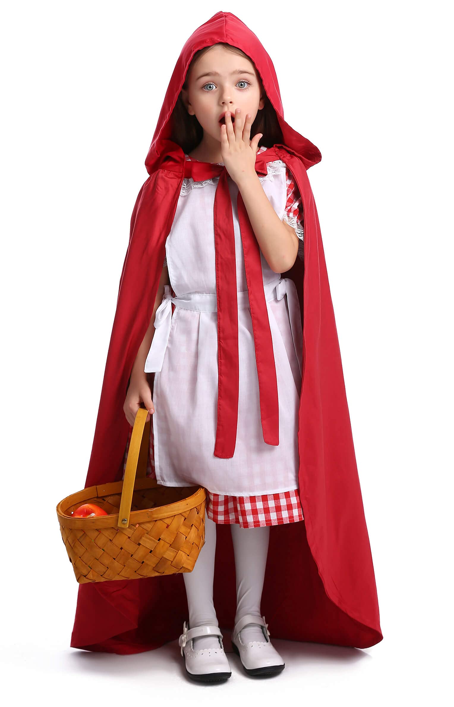 Little Red Riding Hood Costume for Girls - Red Cloak & Hooded Dress for Halloween, Fairy Tale Party, Cosplay & Dress-Up Play