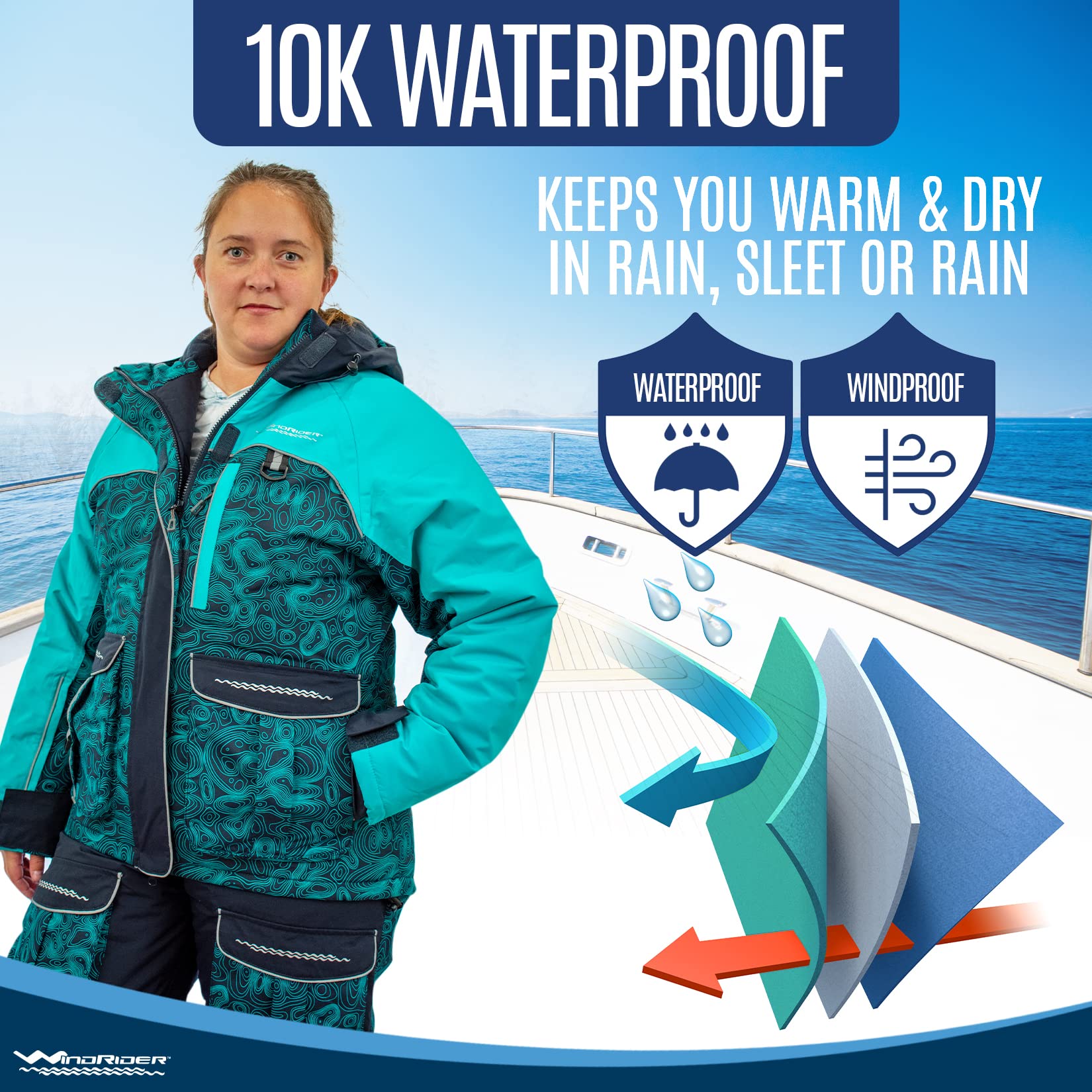 WindRider Unisex Insulated Waterproof Ice Fishing Suit Set - Thermal Bib Overalls & Jacket for Men & Women - Extreme Cold Weather Gear for Ice Fishing, Snowmobiling & Winter Outdoor Activities