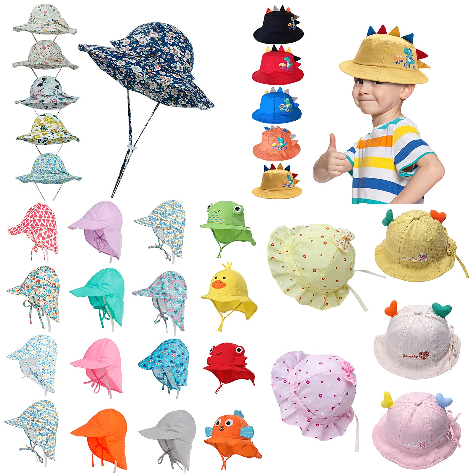 UPF 50+ Baby Sun Hat with Wide Brim & Neck Flap - Adjustable Toddler Bucket Hat for UV Protection - Perfect for Beach, Pool & Outdoor Play