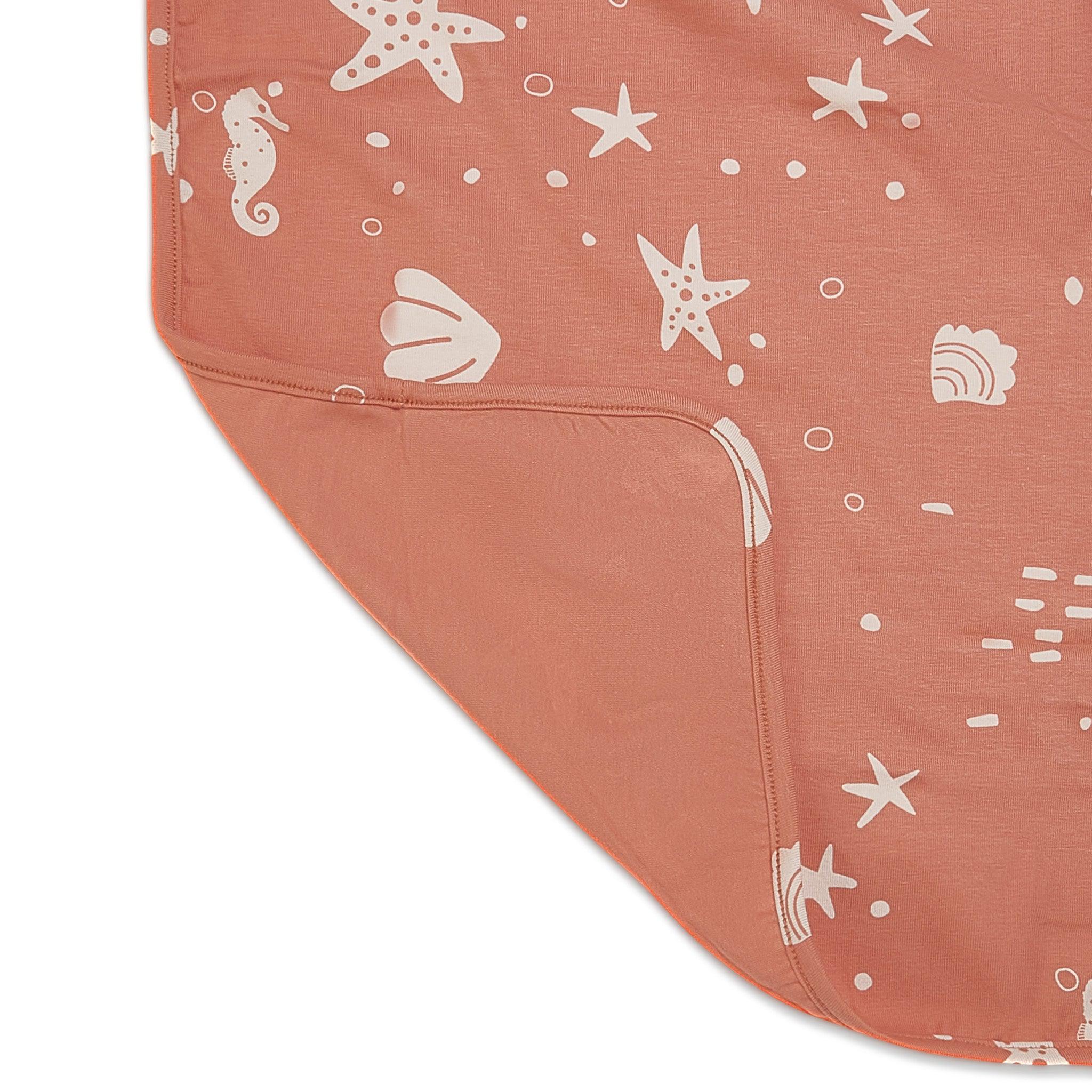 Organic Coral Rose Seashells Print Receiving Blanket - Soft Baby Swaddle Blanket for Newborns, Infants & Toddlers - Perfect for Nursery, Photo Shoots & Gift Giving
