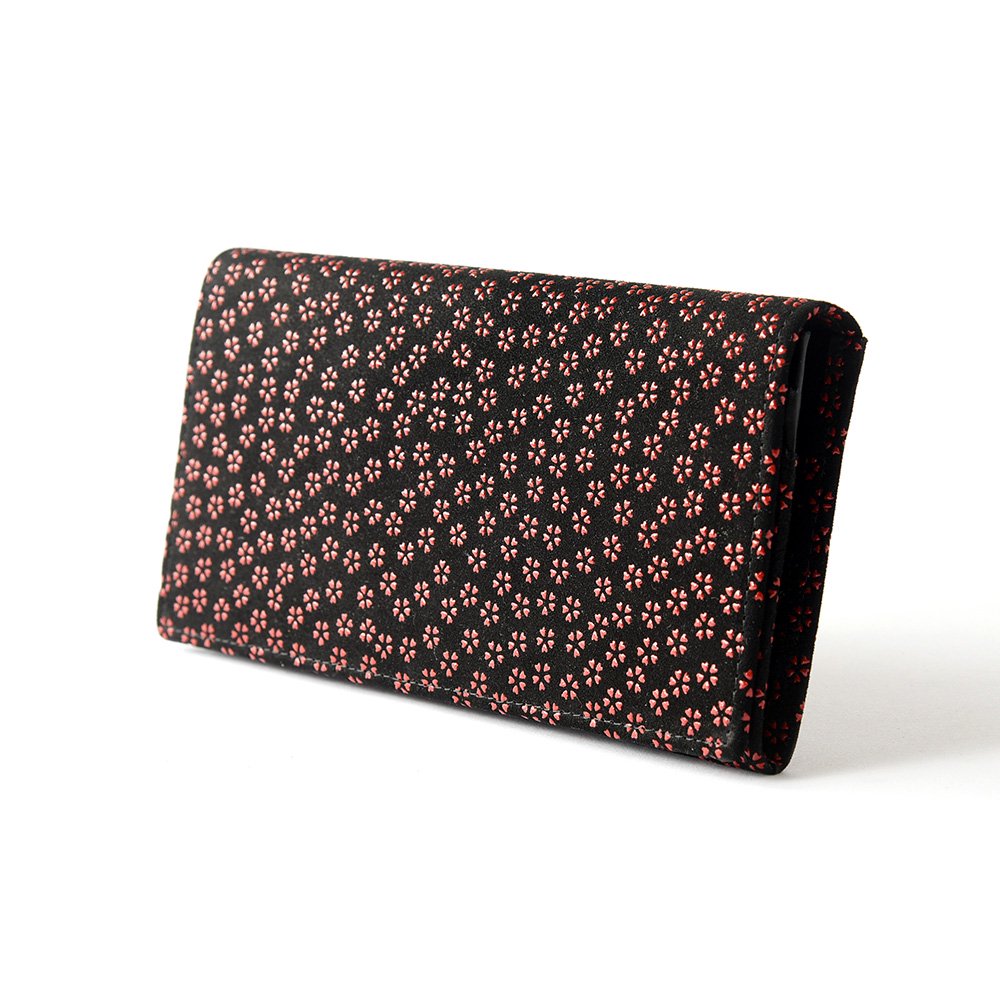Premium Japanese Deerskin Leather Long Wallet with Urushi Lacquer - Cherry Blossom & Gray Black | Handmade in Japan | Luxury Bifold Wallet for Men & Women | Perfect for Gifts, Travel & Everyday Use