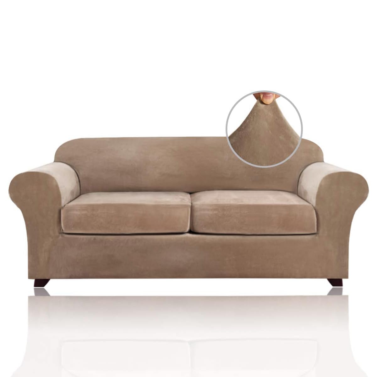 Premium Velvet Plush Sofa Cover for 2-Cushion Couches Up to 90