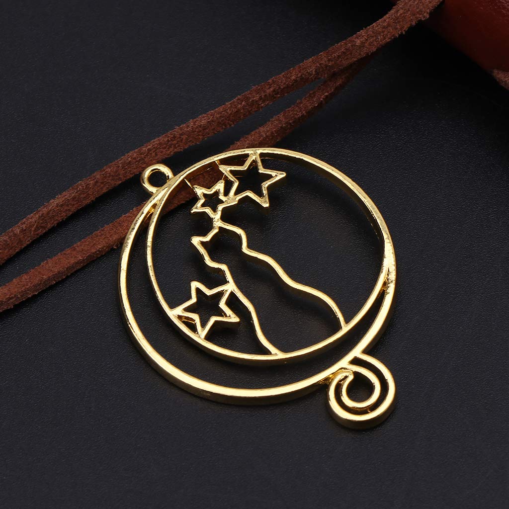 6Pcs Cute Cartoon Animal Open Bezel Charms - Blank Resin Pendants with Hollow Metal Frames for DIY Jewelry Making - Perfect for Necklaces, Bracelets & Keychains (Cat/Kitten Design) - Great for Handmade Gifts & Craft Projects