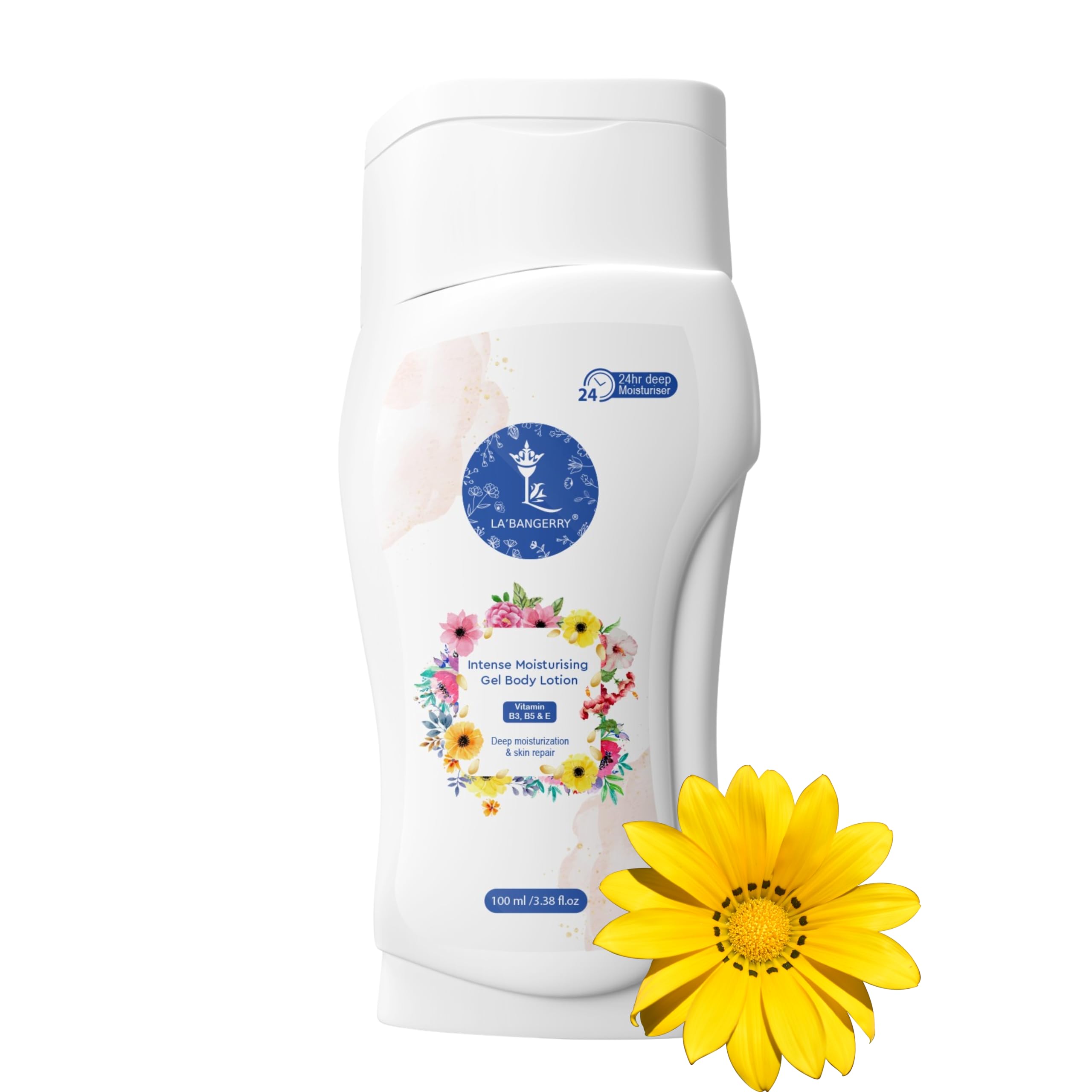 LA'BANGERRY Intense Moisturizing Gel Body Lotion - 48hr Hydration for Dry & Sensitive Skin | Vegan, Paraben-Free Plant Based Formula | 100ml Travel Size | Perfect for Daily Use, After Shower & Winter Care