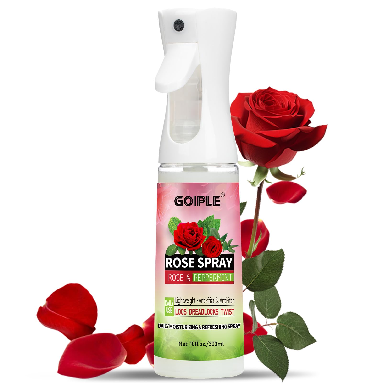 Organic Rose Water & Peppermint Hair Spray for Locs & Dreadlocks - Hydrating Scalp Moisturizer with Natural Ingredients - Refreshing & Nourishing Treatment for Dry Hair - Perfect for Daily Hydration & Scalp Care Routine