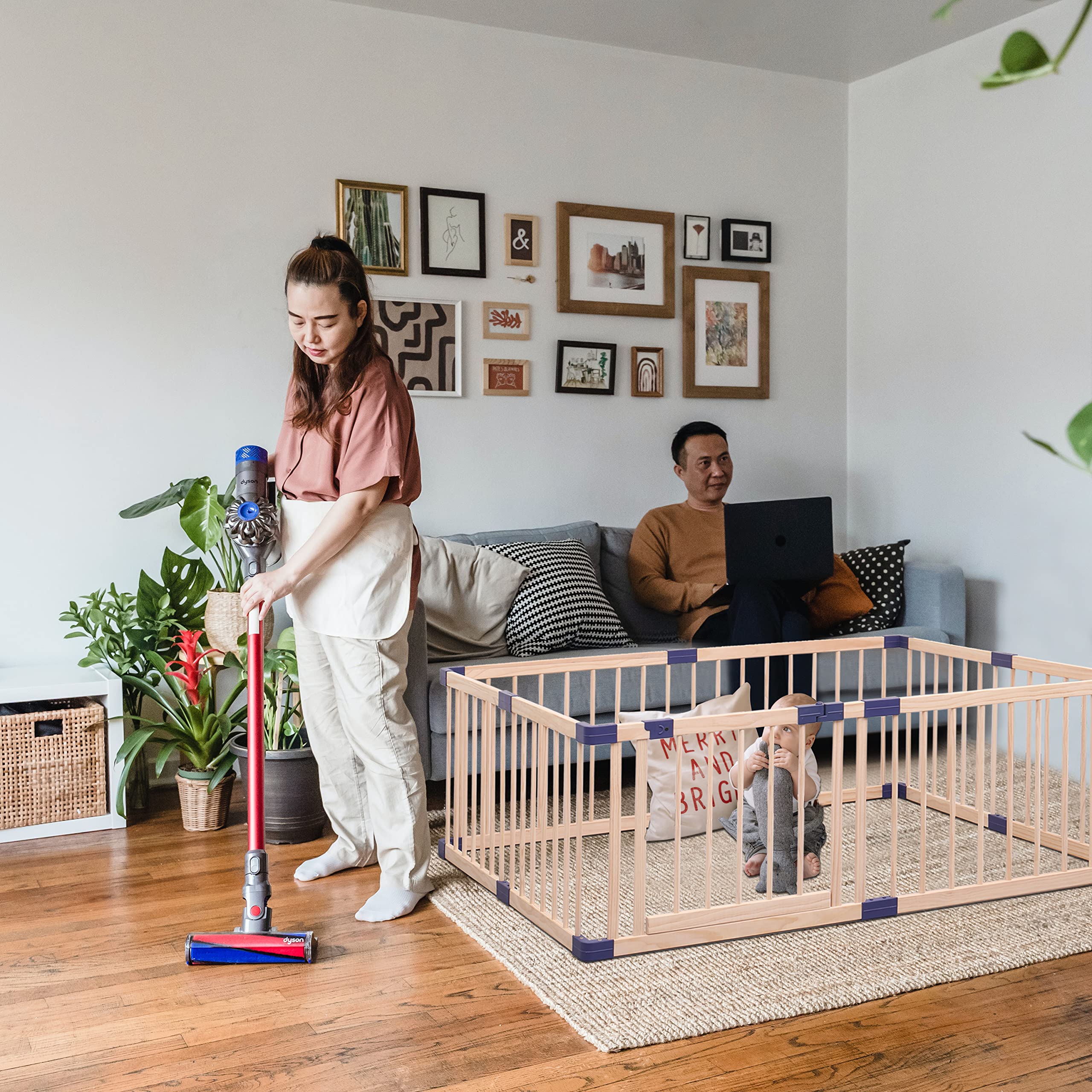 Safe & Sturdy Wooden Baby Playpen for Babies & Toddlers - 55