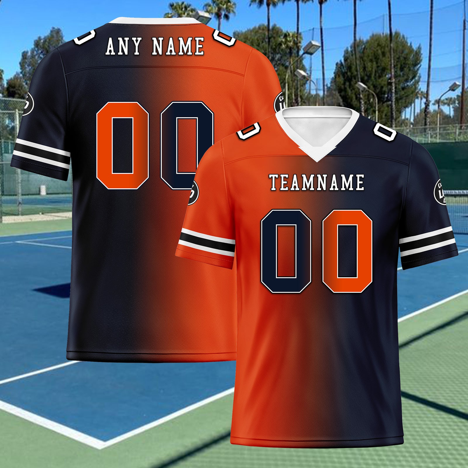 Custom Deep Blue & Orange Illinois Personalized Authentic Football Jersey FBJ02 D028017 - Perfect for Game Day, Tailgating & Fan Gifts