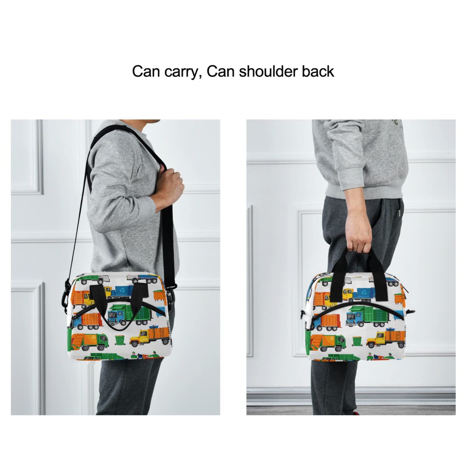 **Insulated Reusable Lunch Bag for Women & Men - Adjustable Shoulder Strap Tote for Work, School & Picnic | CBBYY Garbage Truck Design Lunch Box**    **Perfect for:** Office Commutes, School Lunches, Outdoor Picnics, Travel & Daily Use