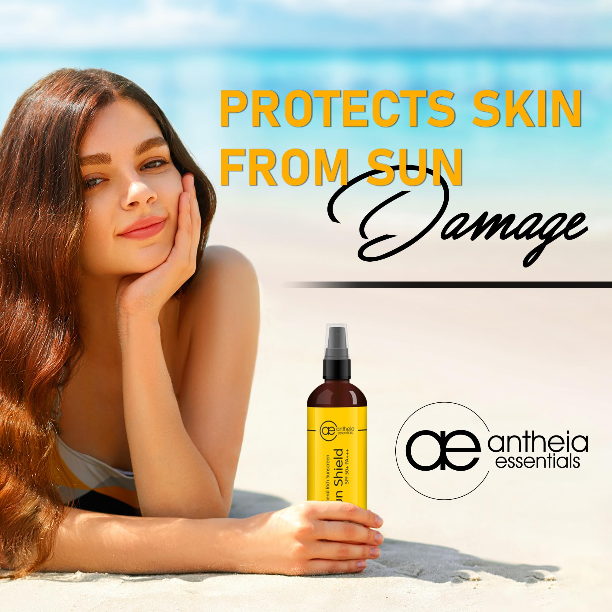 Antheia Essentials SPF 50 PA+++ Sunscreen for Women - Broad Spectrum Protection, No White Cast, Sensitive Skin Friendly with Dewy Finish - 50ml | Daily Face Moisturizer for Outdoor Activities, Beach & Travel