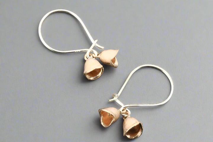 2-Pack Rose Gold & Silver Bell Earrings for Women - Elegant Dangle Earrings for Party, Wedding & Everyday Wear