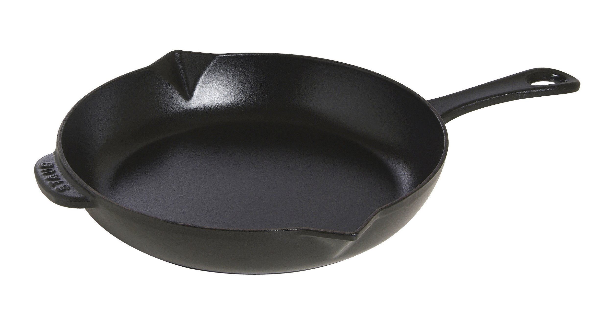STAUB 10-Inch Black Cast Iron Skillet - Pre-Seasoned, Oven & Stovetop Safe - Perfect for Searing, Frying & Baking - Ideal for Steaks, Pancakes & Dutch Baby Pancakes