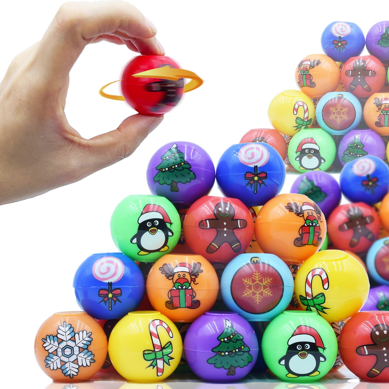 24 Pcs Christmas Mini Fidget Spinners Ball Toys for Kids & Adults - Stress Relief Sensory Toys for Stocking Stuffers, Pinata Fillers, Party Favors, Classroom Rewards & Holiday Gifts (Great for ADHD, Anxiety & Focus)