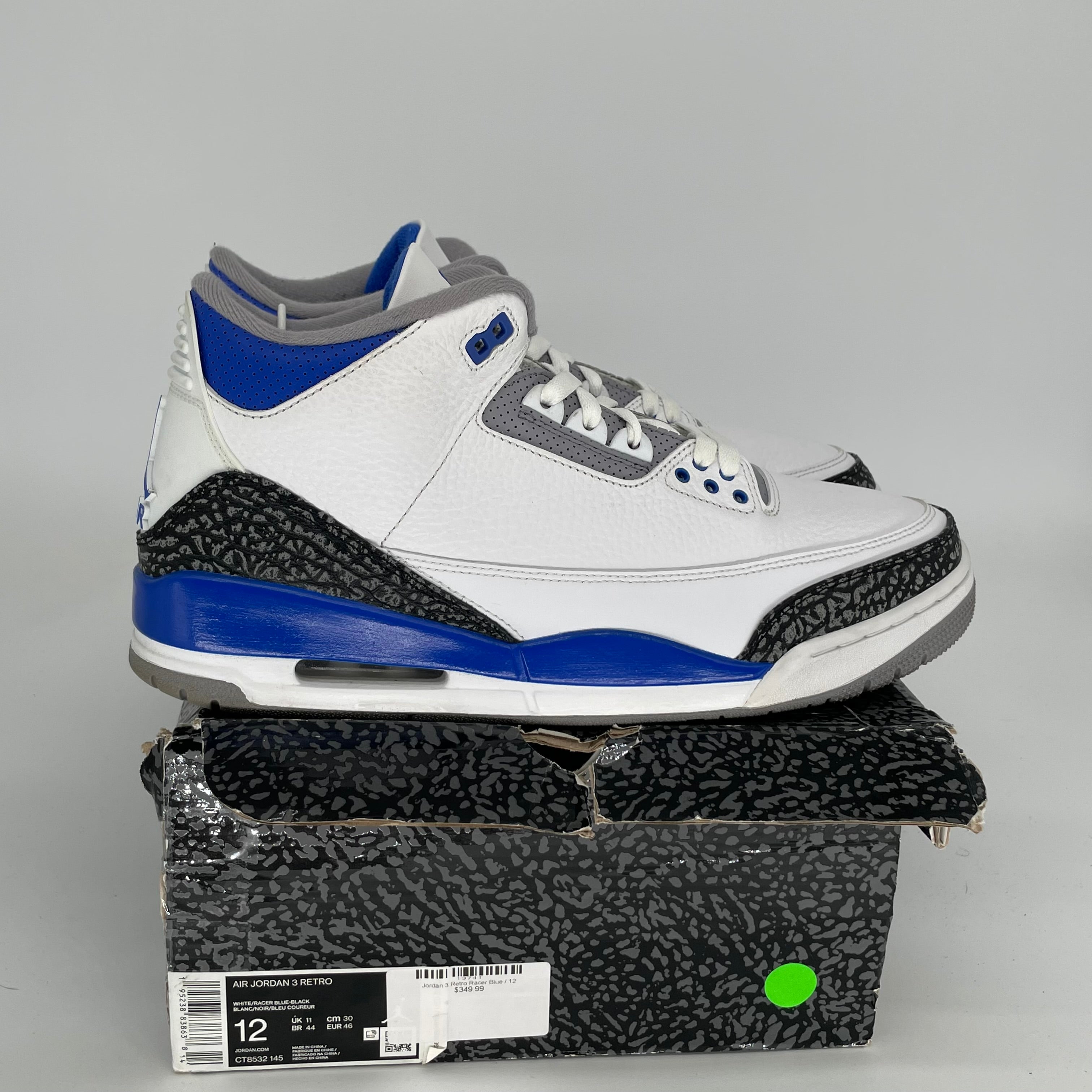 Original Title: AIR JORDAN 3 RACER BLUE SIZE 12 CT8532 145   Optimized Title: **Air Jordan 3 Retro Racer Blue Men's Basketball Shoes Size 12 - CT8532-145 | Stylish Sneakers for Casual Wear, Sports & Street Fashion**