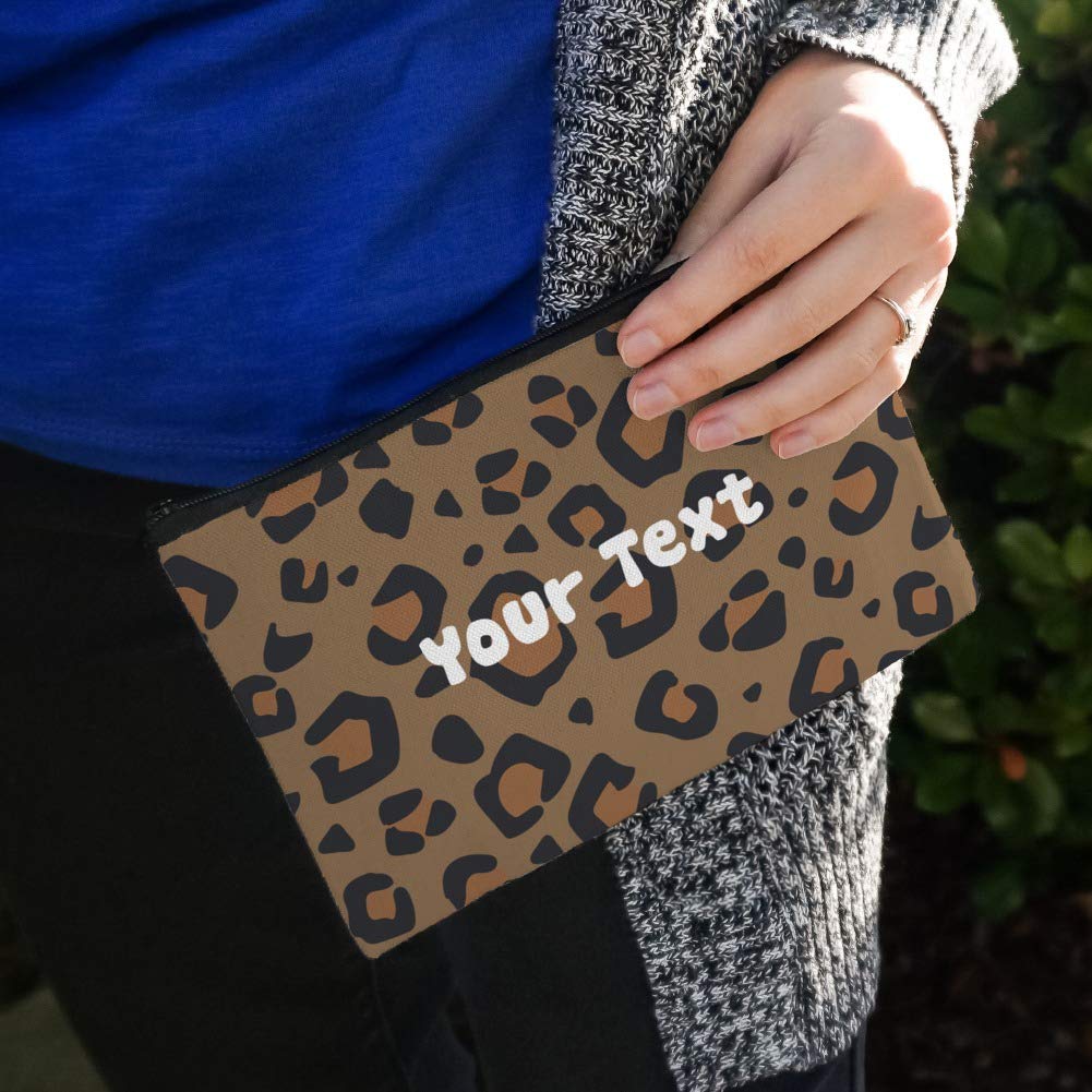 Custom Leopard Print Makeup Bag - Personalized 1 Line Cosmetic Organizer Pouch for Travel & Everyday Use