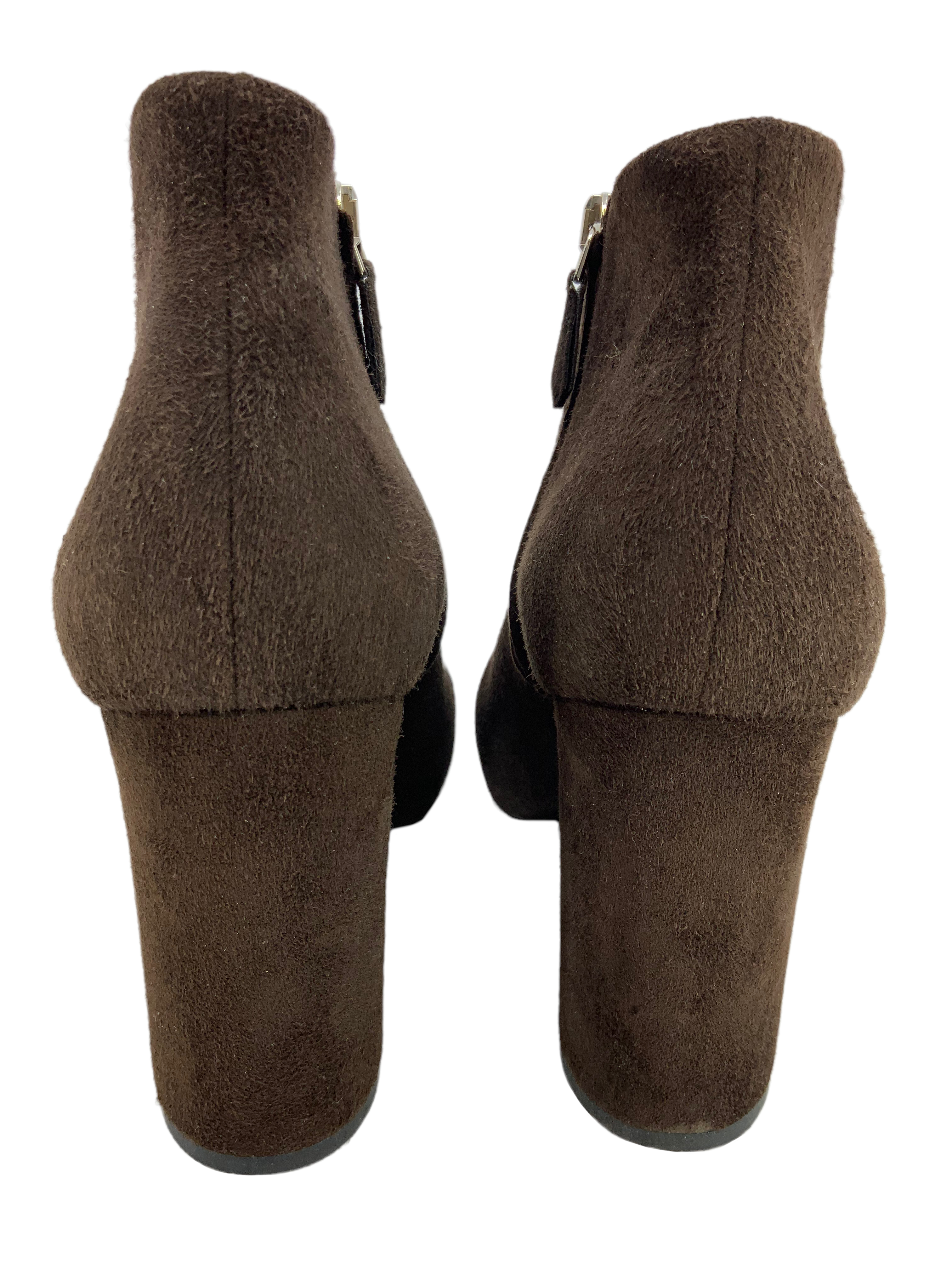 PRADA Suede Hidden Platform Ankle Boots Women's Size 9.5 - Stylish & Comfortable for Office, Party & Winter Fashion