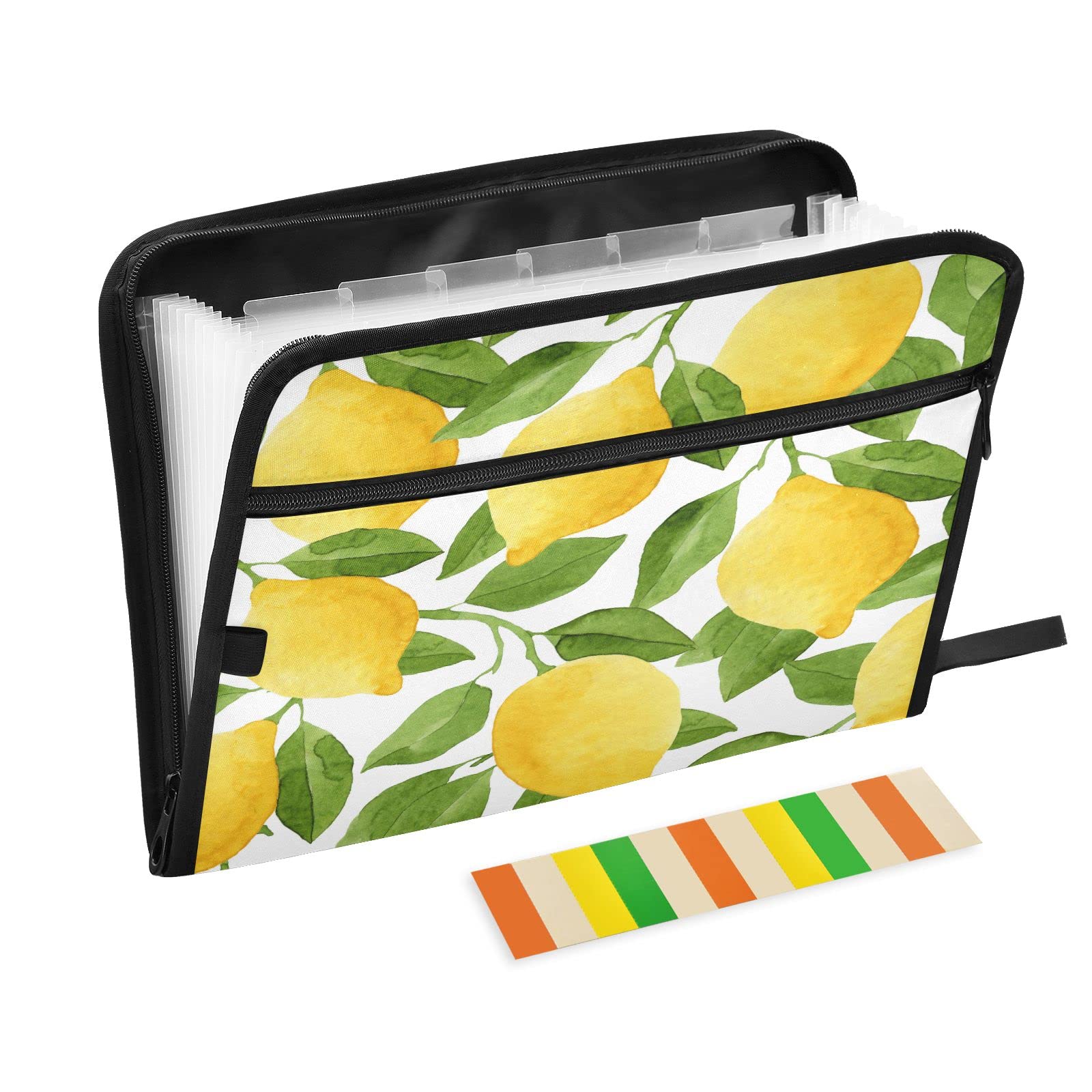 Kcldeci 13-Pocket Expanding File Folder - Lemon Accordion Document Organizer with Zipper Closure for A4/Letter Size Papers | Perfect for Office, School, Home Organization & Document Storage