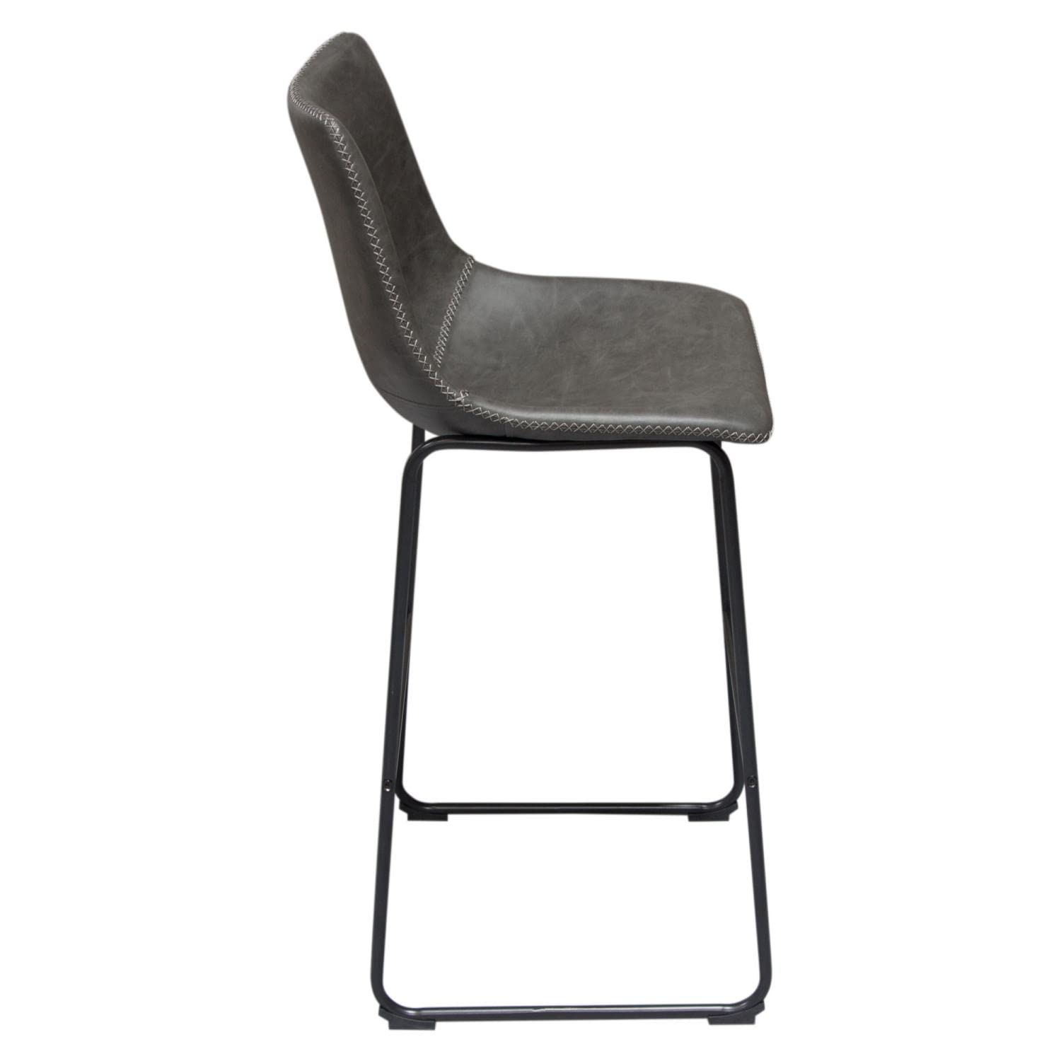Premium Weathered Gray Diamond Bar Stools Set of 2 - Rustic Industrial Counter Height Stools for Kitchen Island, Bar & Dining Room - Heavy Duty Metal Frame & Comfortable Upholstered Seat