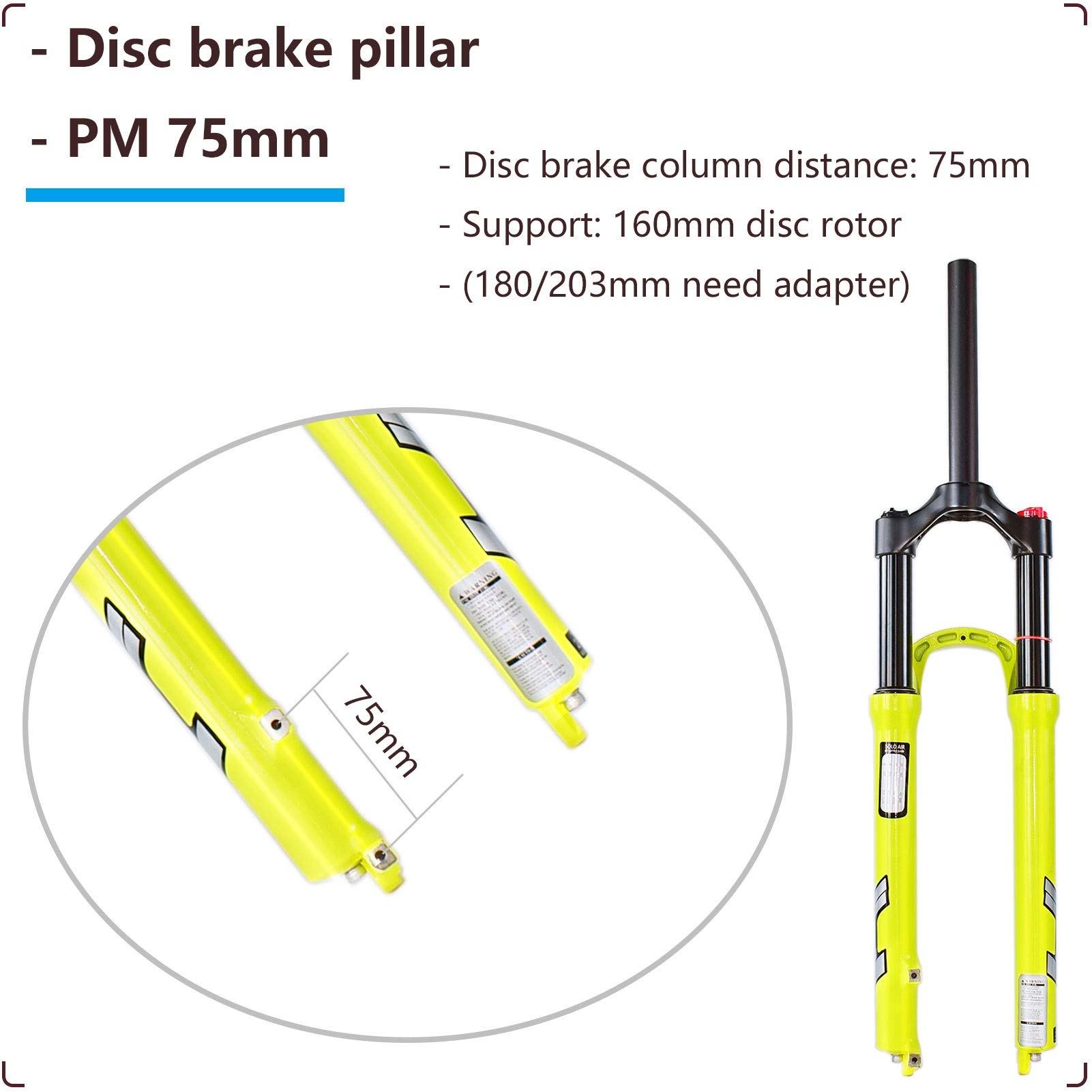 Premium Mountain Bike Air Fork - 26/27.5/29 Inch Magnesium Alloy Suspension Fork with 120mm Travel - Compatible with 1.5-2.45