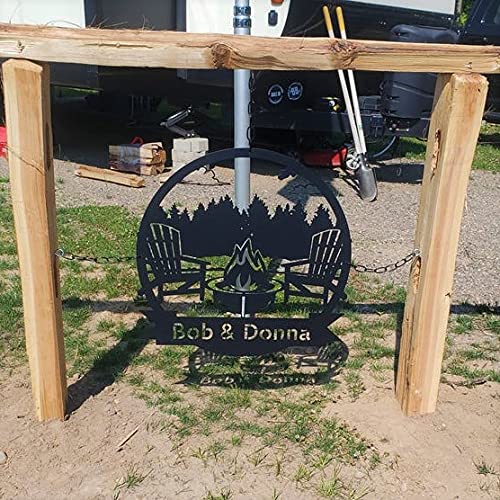 RealSteel Custom Forest Campfire Monogram Sign - Personalized Home & Wall Decor for Outdoor Campsites, Backyards, Deer Leases & Fire Pit Areas - Perfect for Rustic Cabin Decor, Hunting Lodges & Camping Trips