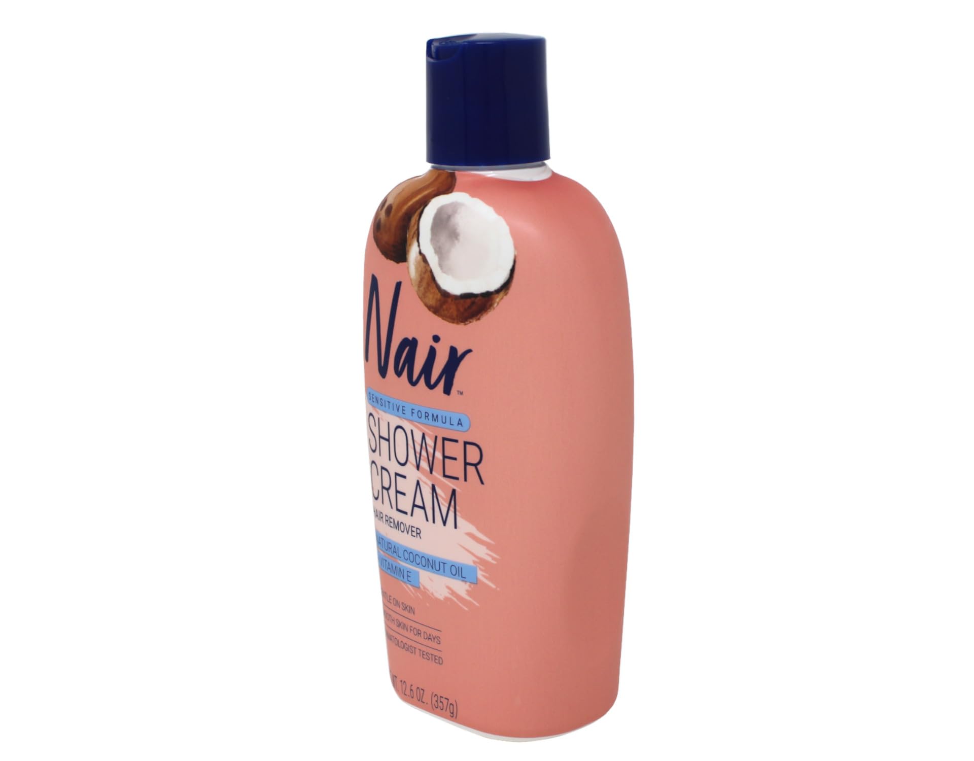 Nair Shower Power Sensitive Hair Removal Cream with Coconut Oil & Vitamin E - 12.6 oz Pump (Pack of 8) for Smooth, Irritation-Free Skin at Home or Salon