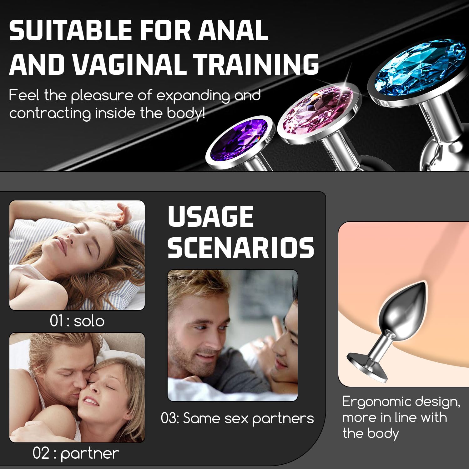 Premium 3-Piece Stainless Steel Anal Plug Training Kit - Comfortable Butt Plug Set for Couples, Men & Women | Portable Adult Toy for Anal Relaxation & Exercise | Perfect for Beginners, Sensual Play & Intimate Training