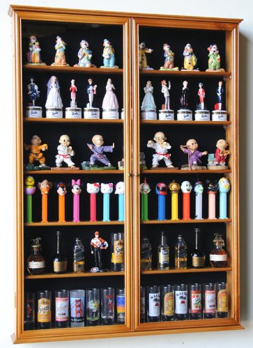 XL Shot Glass Display Case Rack Holder Cabinet for Tall Shooter & Mini Liquor Bottles - Perfect for Home Bars, Restaurants, and Liquor Store Displays