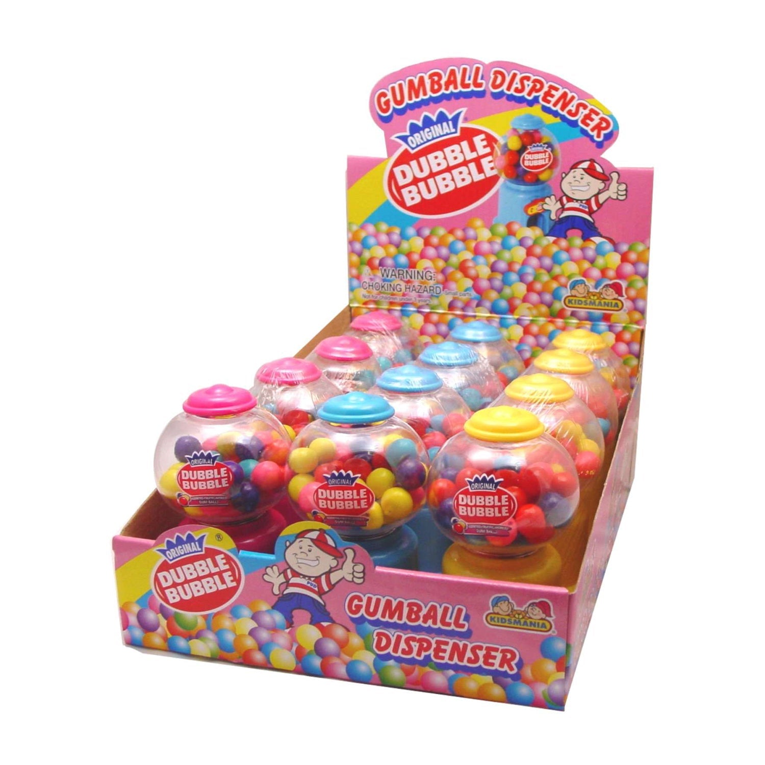 Dubble Bubble Mini Bubble Gum Dispenser - 12 Count Box | Perfect for Parties, Events, and Office Snacks
