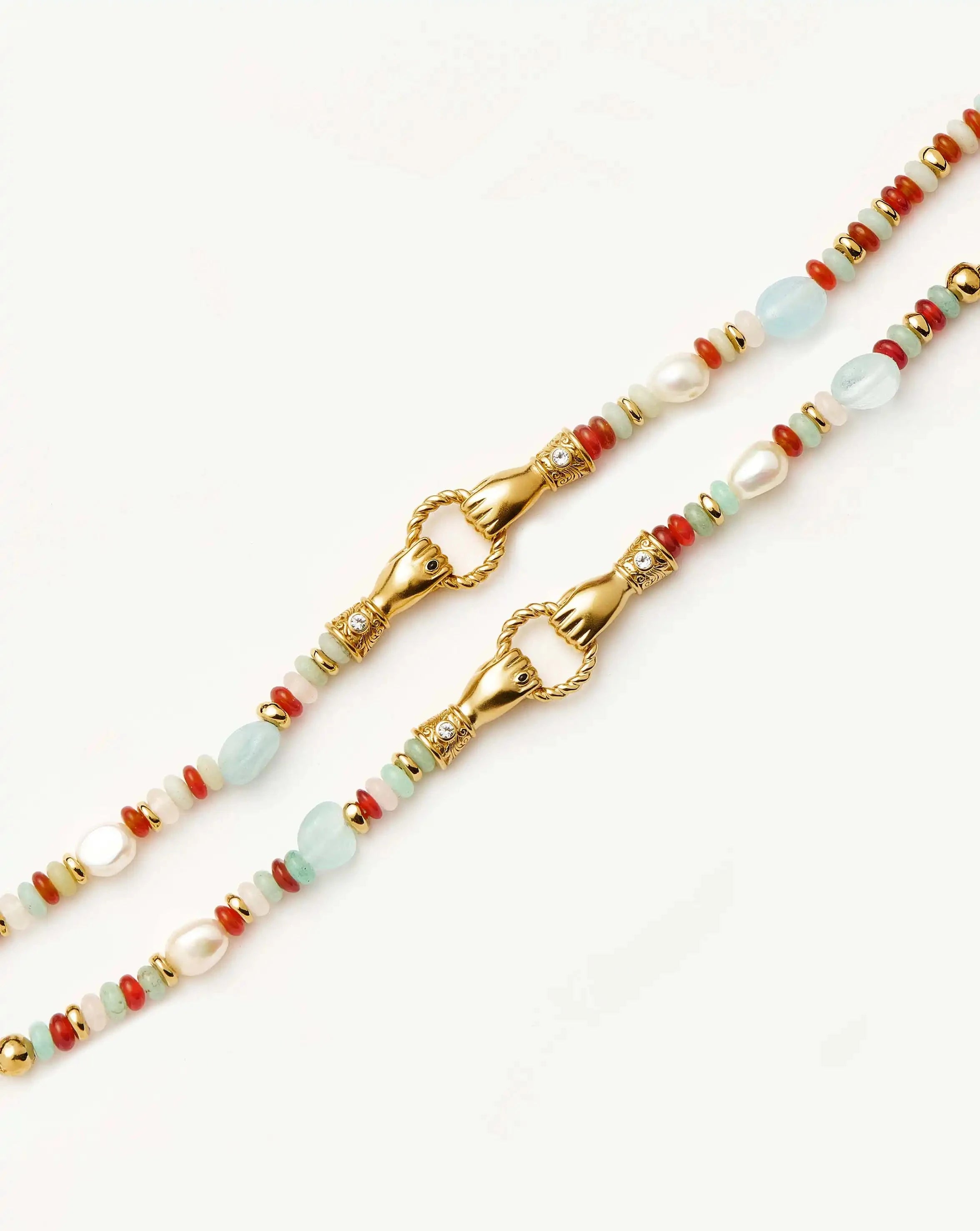 Harris Reed In Good Hands Beaded Gemstone Bracelet - 18k Gold Plated, Multi Gemstone & Pearl Jewelry for Women | Perfect for Parties, Weddings & Special Occasions